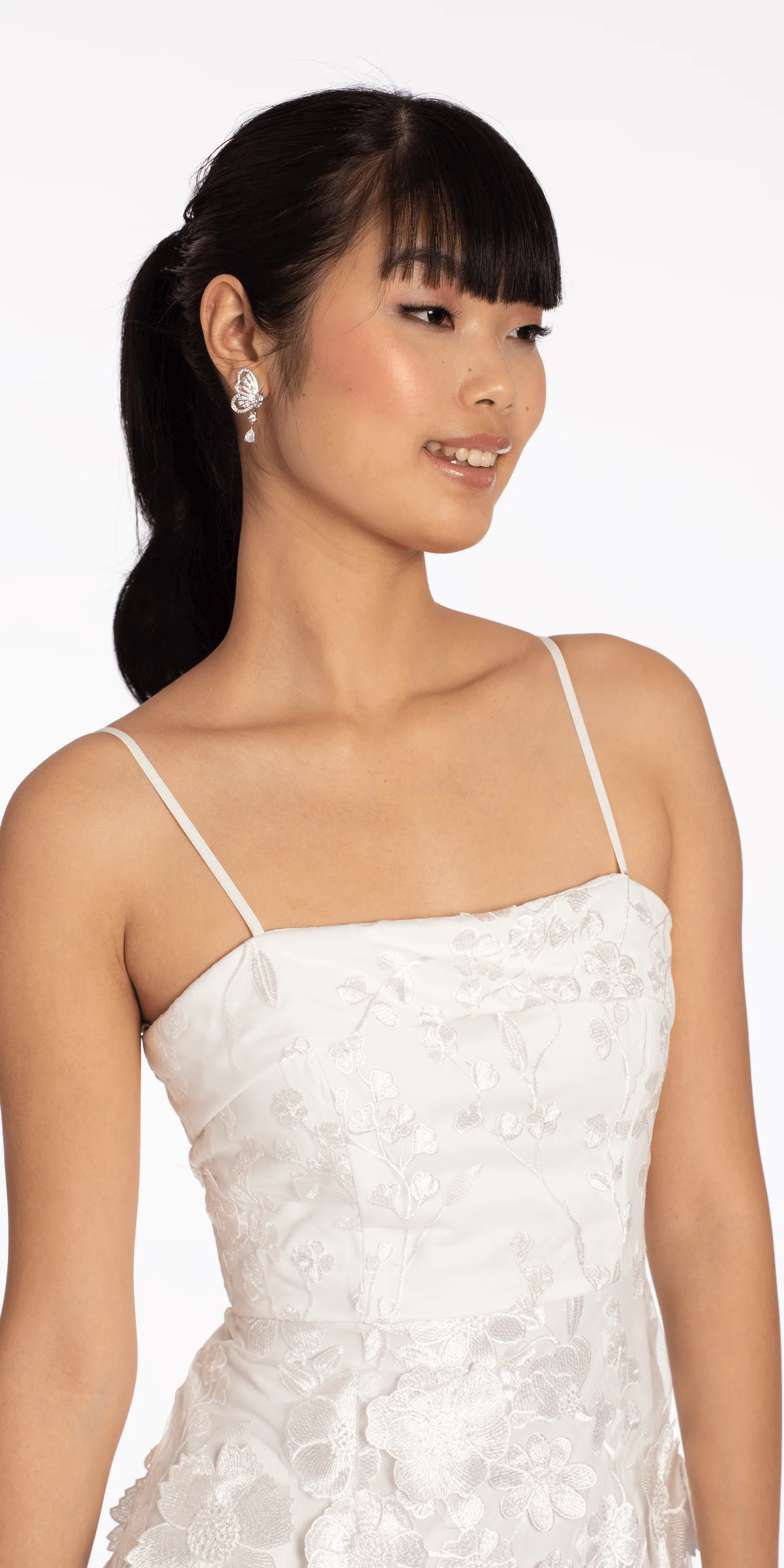 3 D Floral Tulle Embroidered Foldover Sheath Dress - Image 2