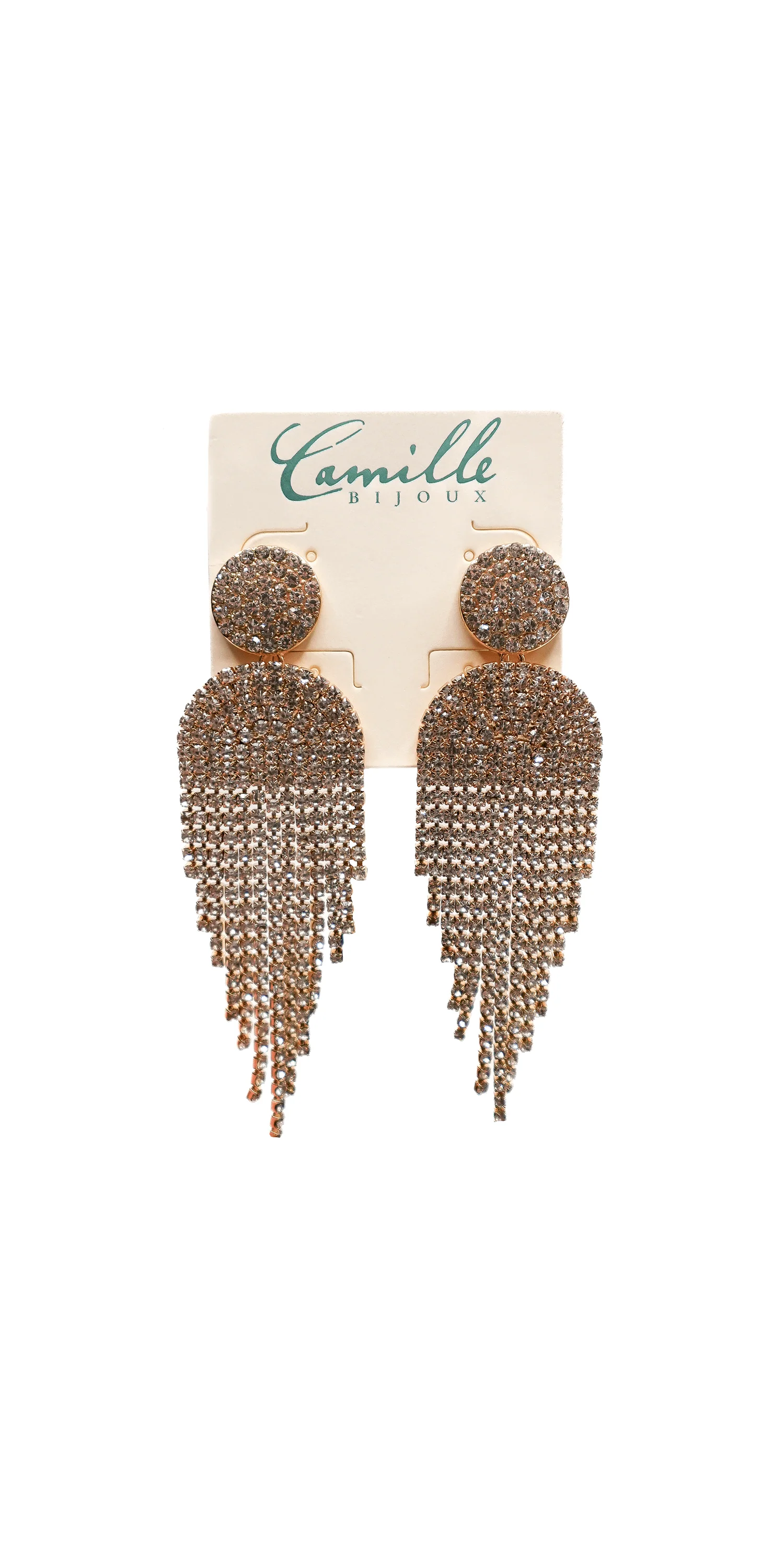 Button Post Graduated Rhinestone Earrings - Image 2