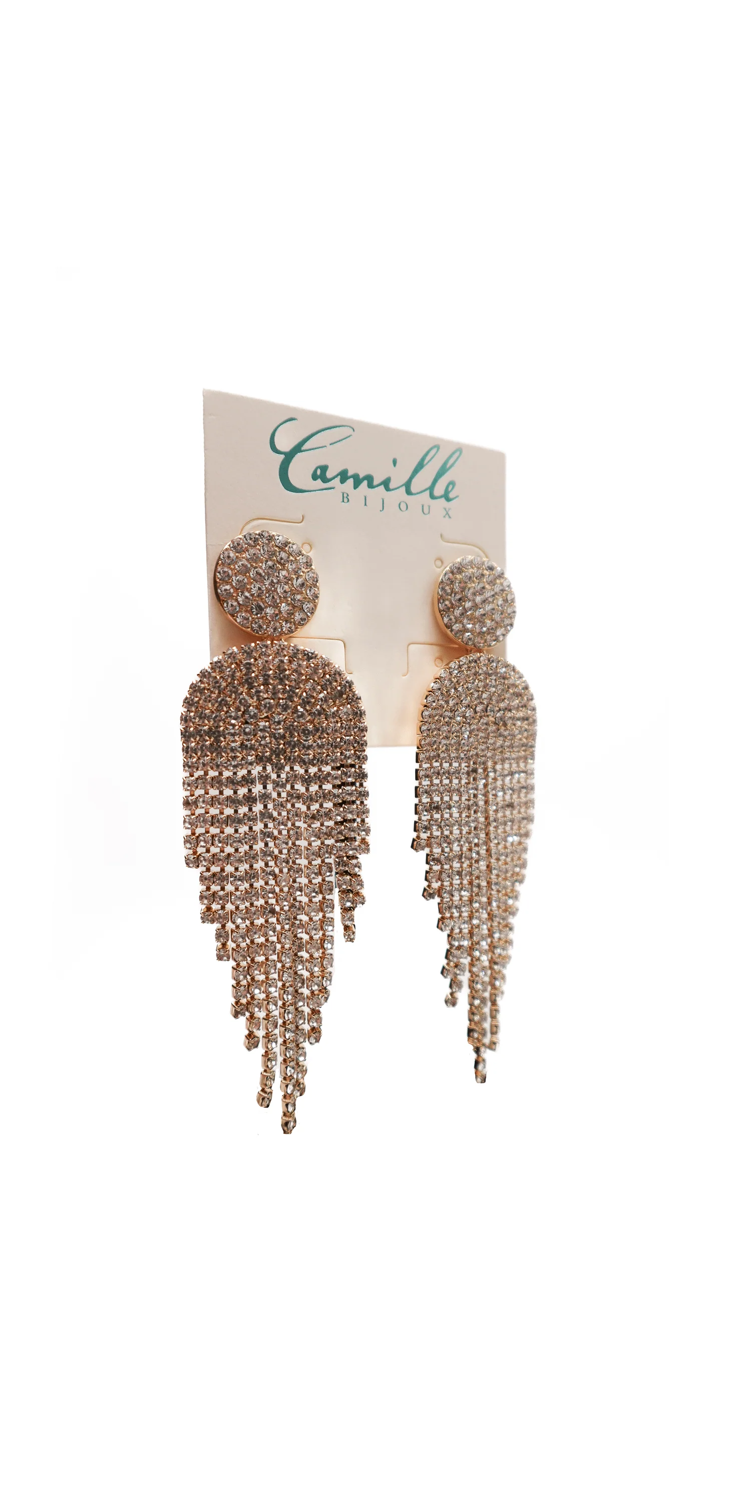 Button Post Graduated Rhinestone Earrings - Image 3