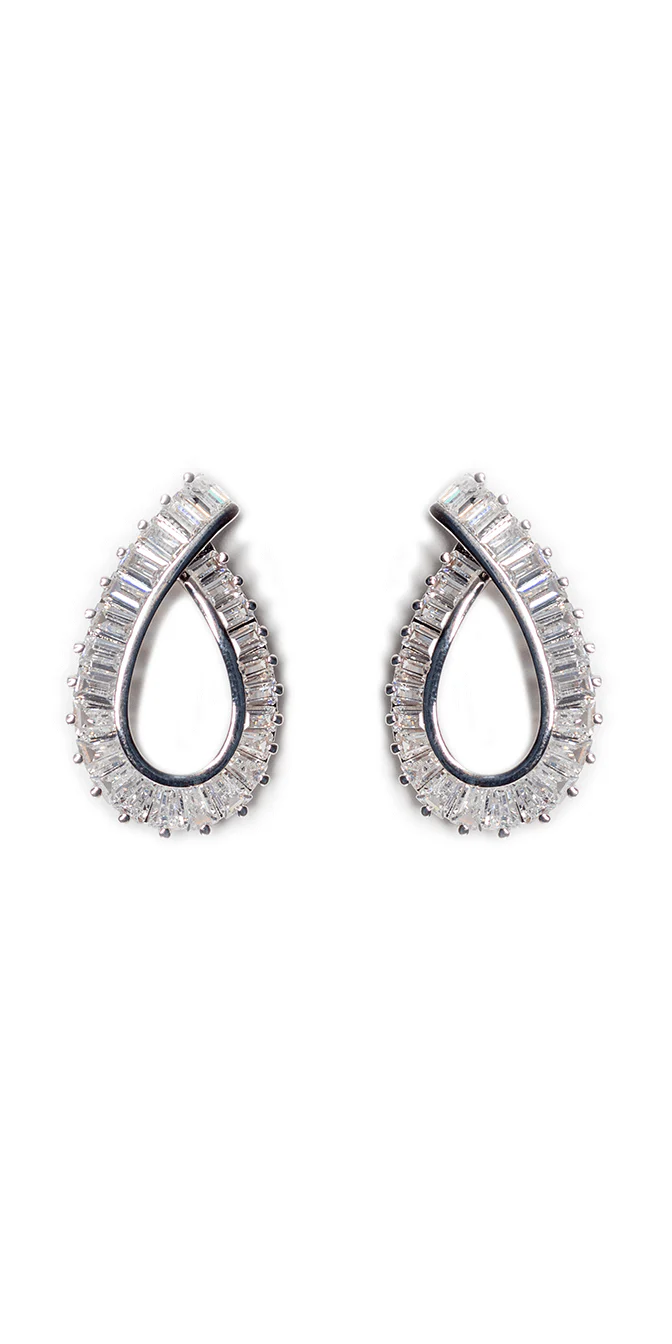 Channel Set Oval Ribbon Earrings