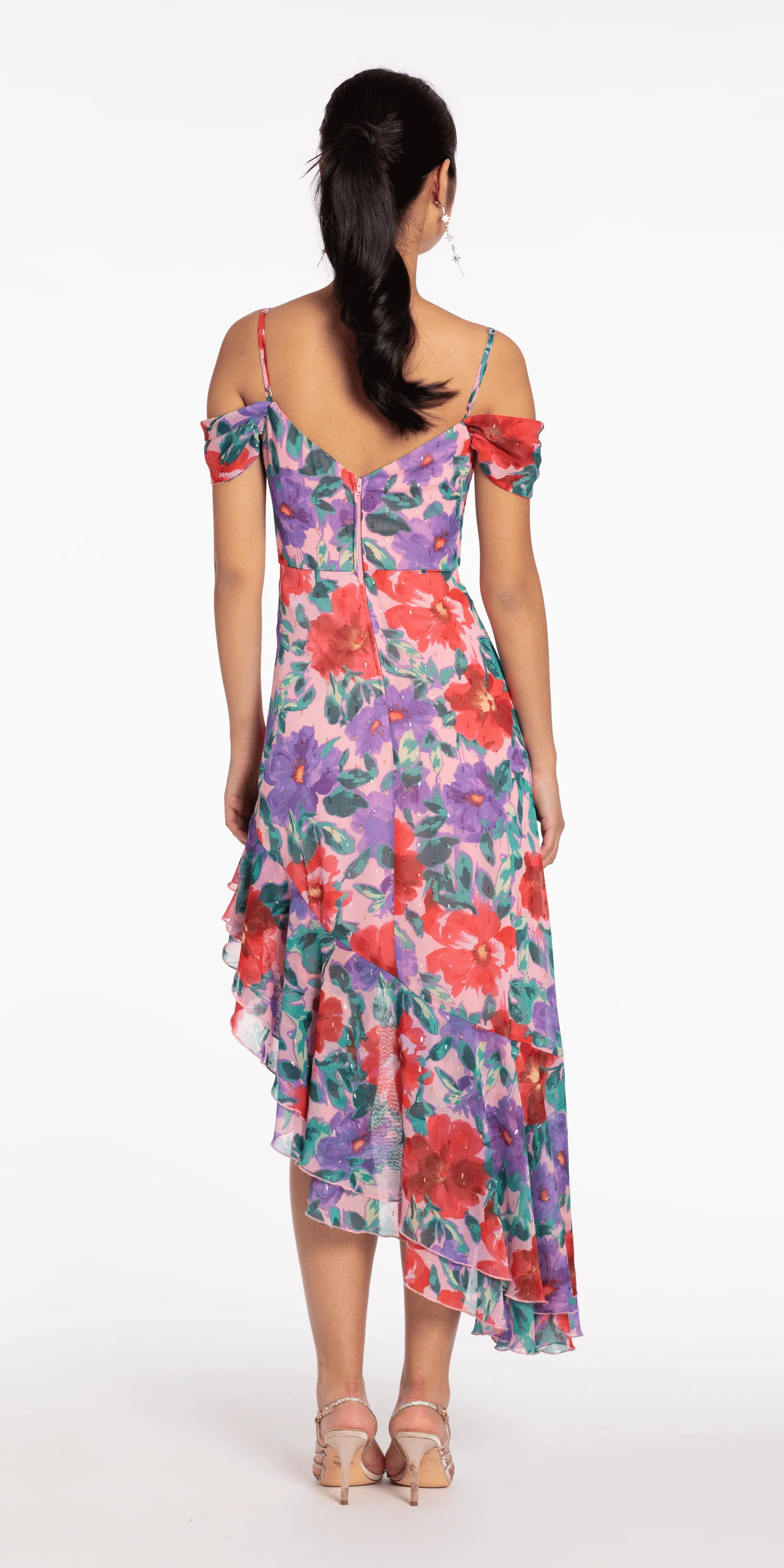 Chiffon Watercolor Tiered Asymmetrical Dress - Image 5