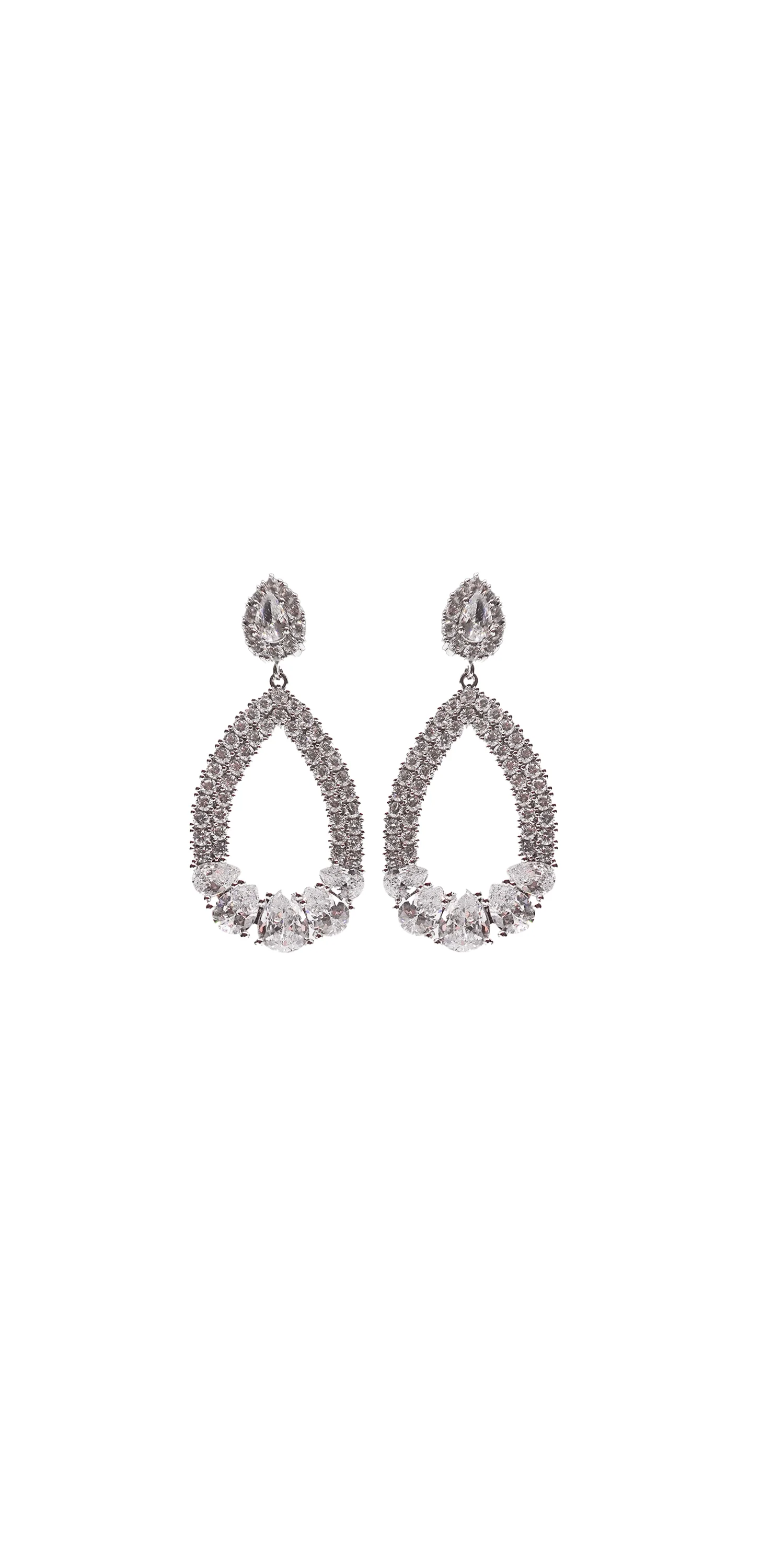 Chunky Rhinestone Open Teardrop Earrings