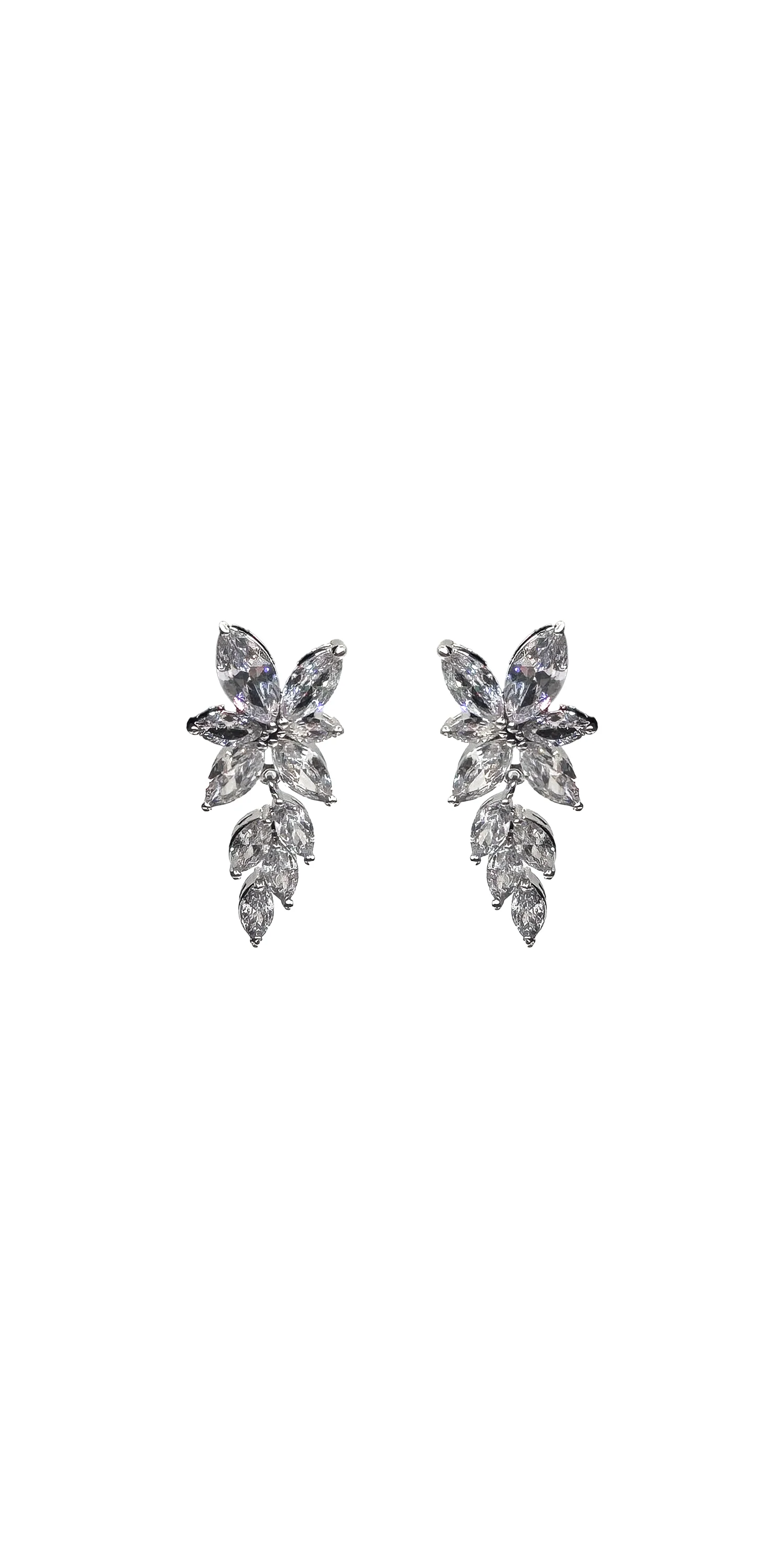 Cluster Stone Drop Cubic Zirconia Earrings