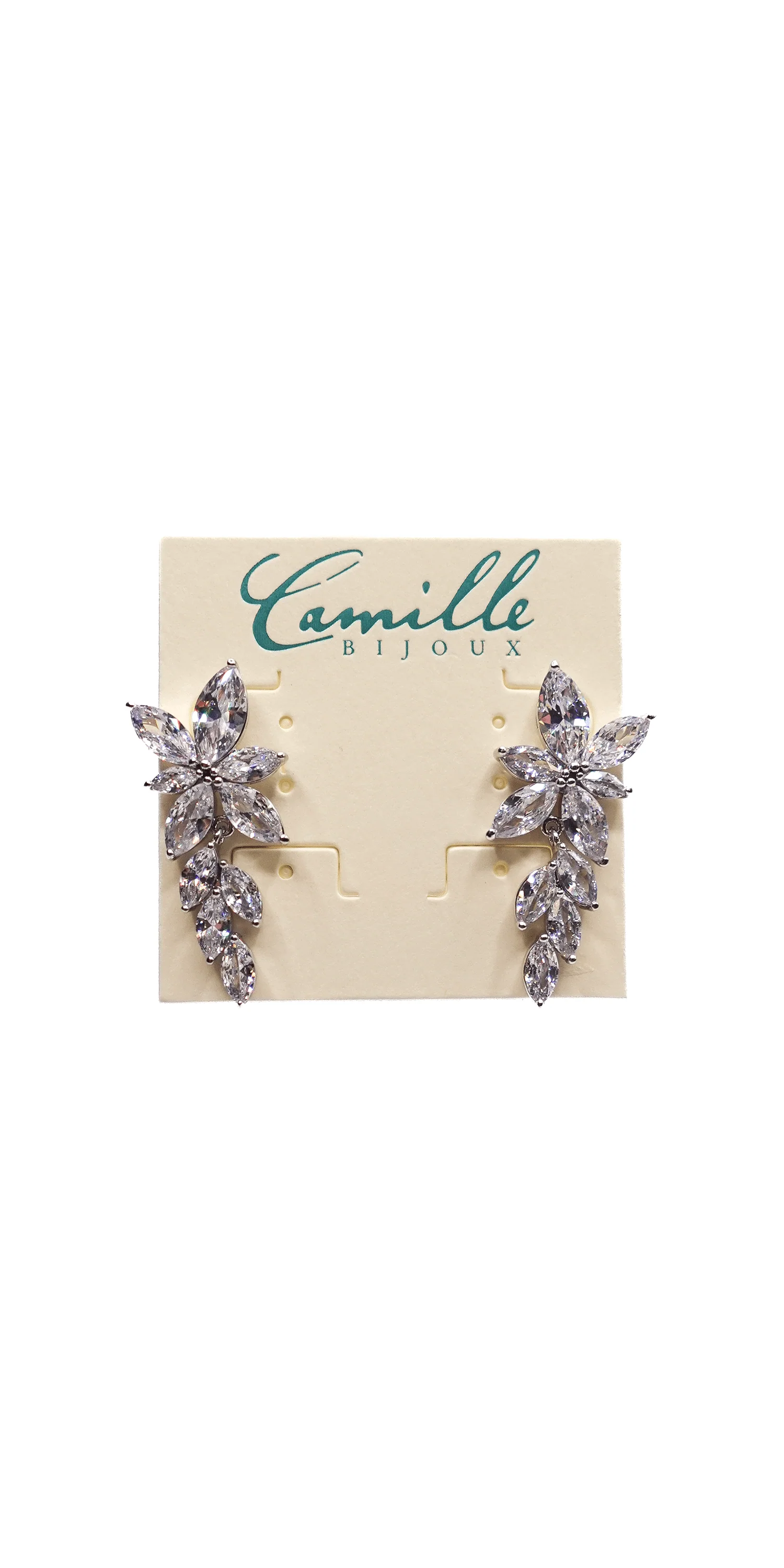 Cluster Stone Drop Cubic Zirconia Earrings - Image 2