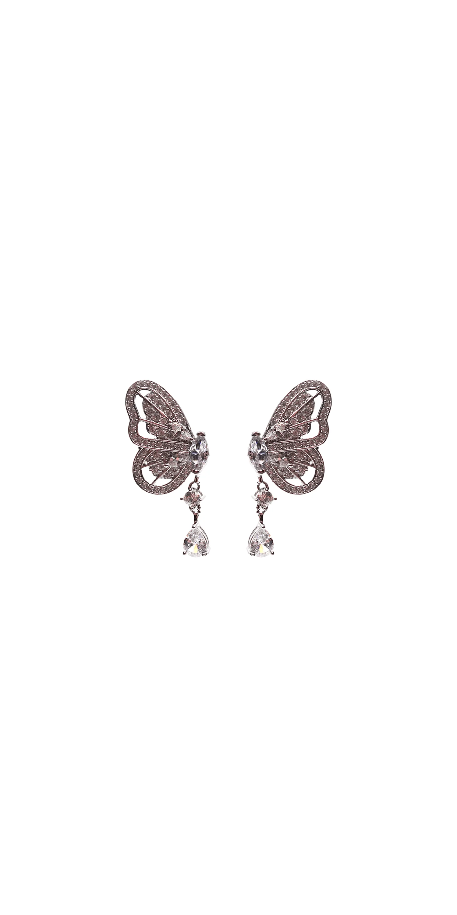 Cubic Zirconia Butterfly Drop Earrings