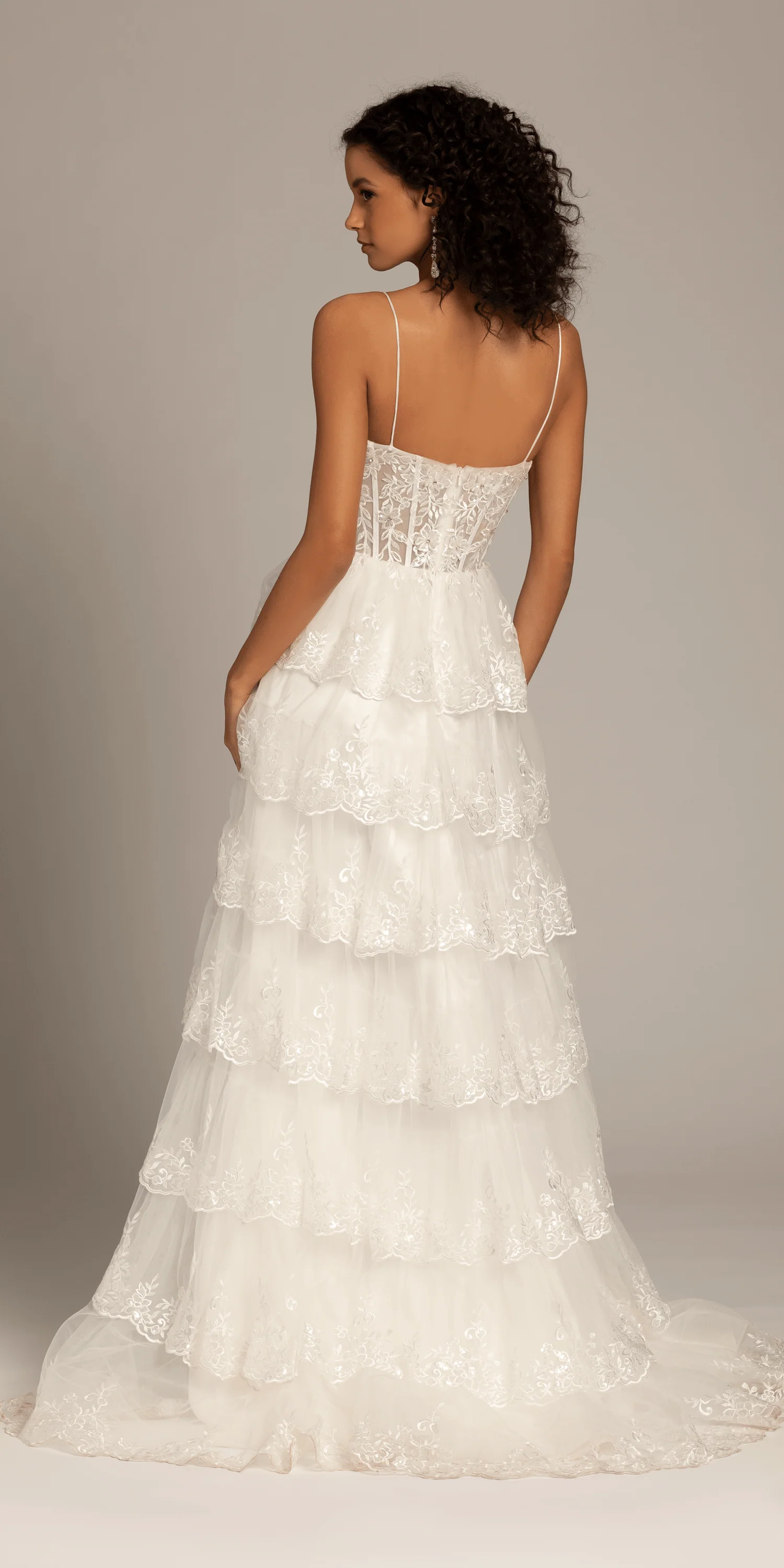 Embellished Corset Tiered Tulle Dress with Side Slit - Image 5