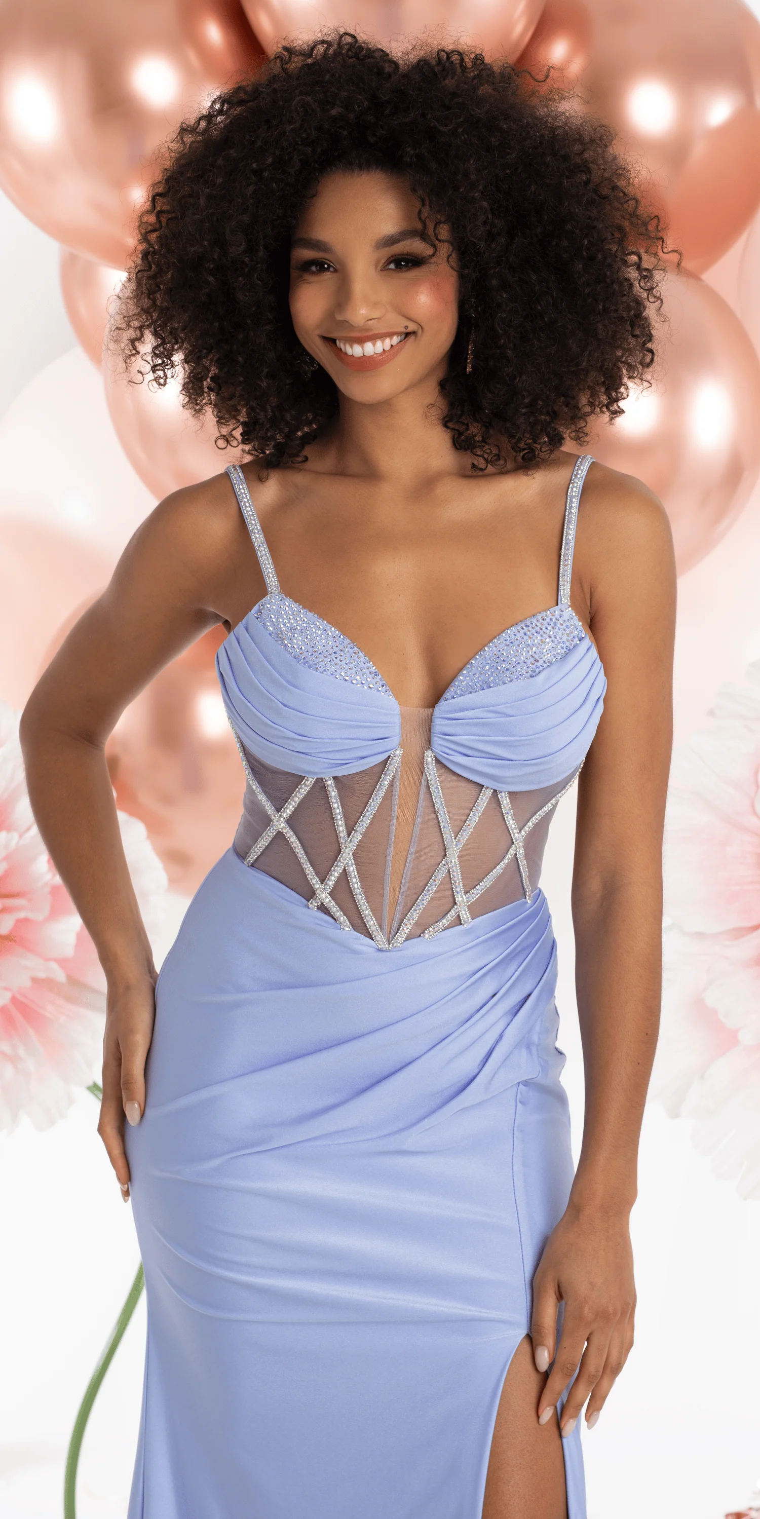 Embellished Sweetheart Corset Sateen Column Dress with Ruching - Image 2