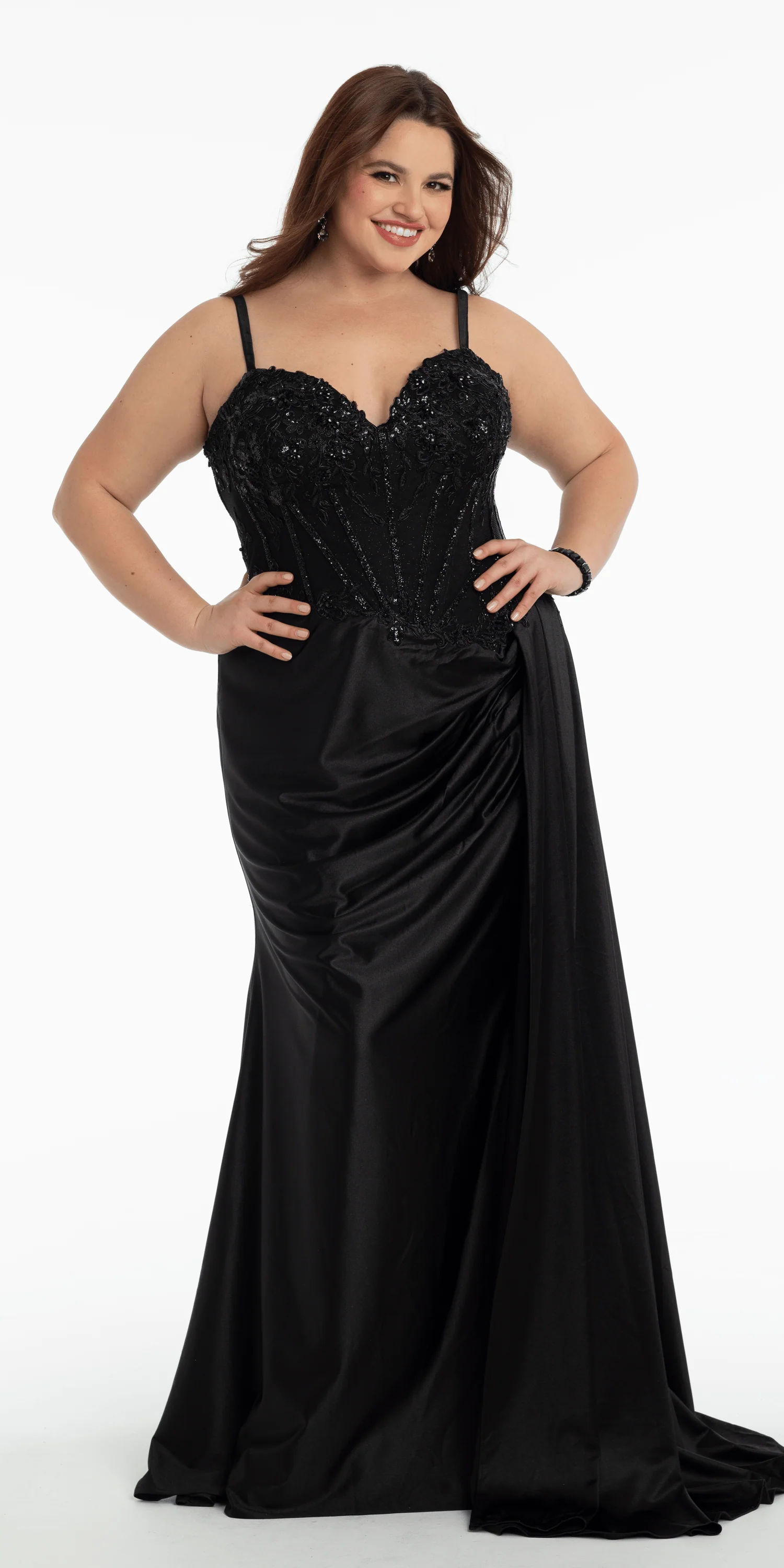Embellished Sweetheart Corset Column Dress with Side Drape - Image 5