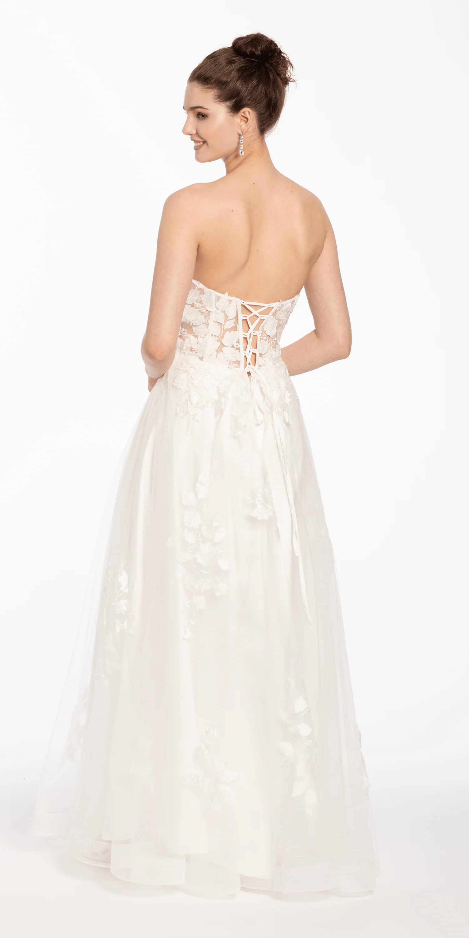 Floral Mesh Applique Corset A Line Dress - Image 5