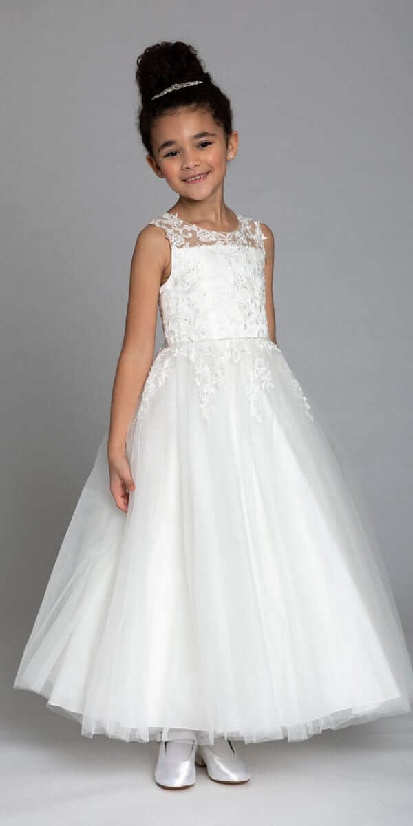 Floral Applique Keyhole Bow Back Dress - Image 3