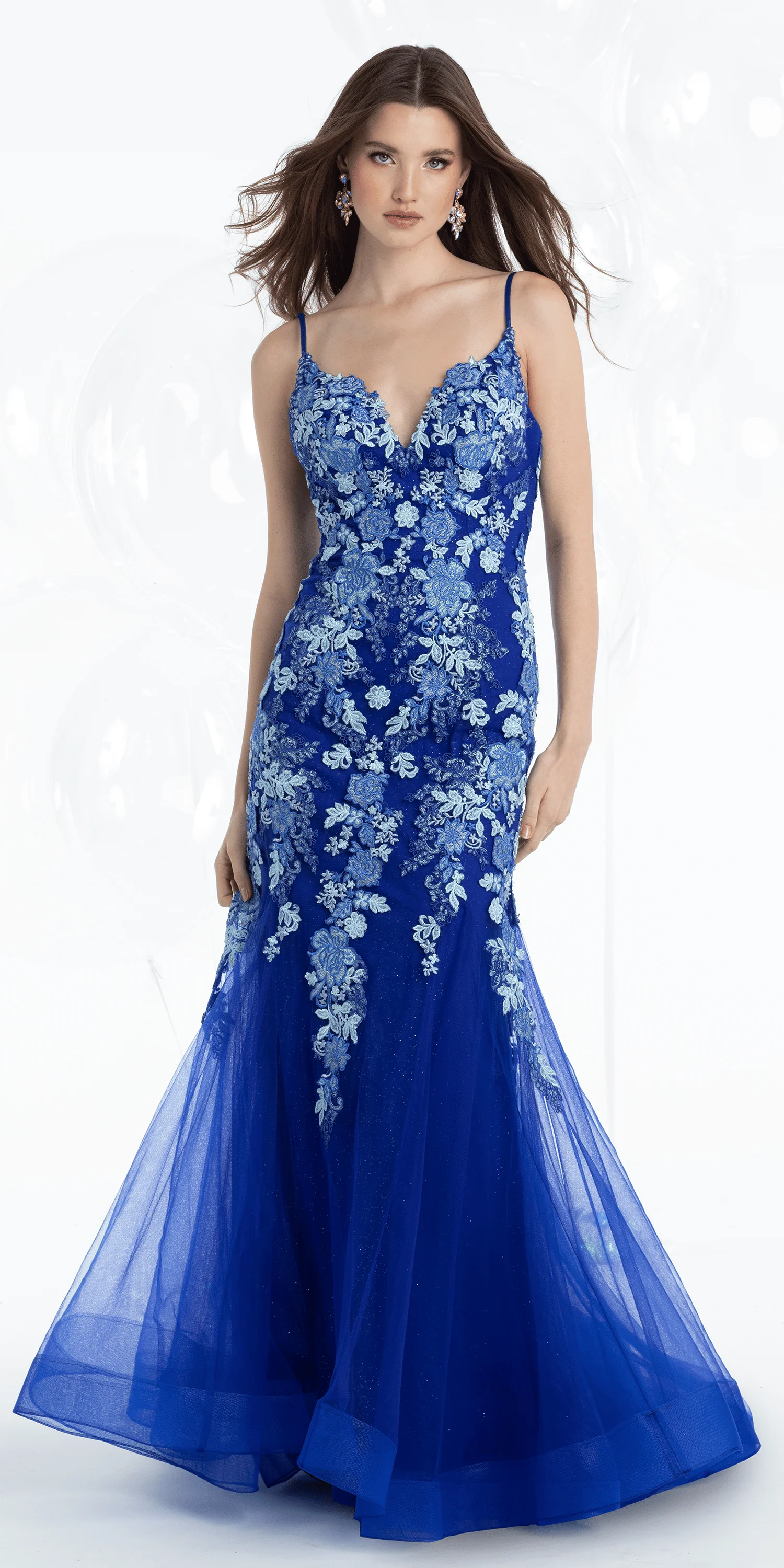Floral Embroidered Sweetheart Mermaid Dress with Godets