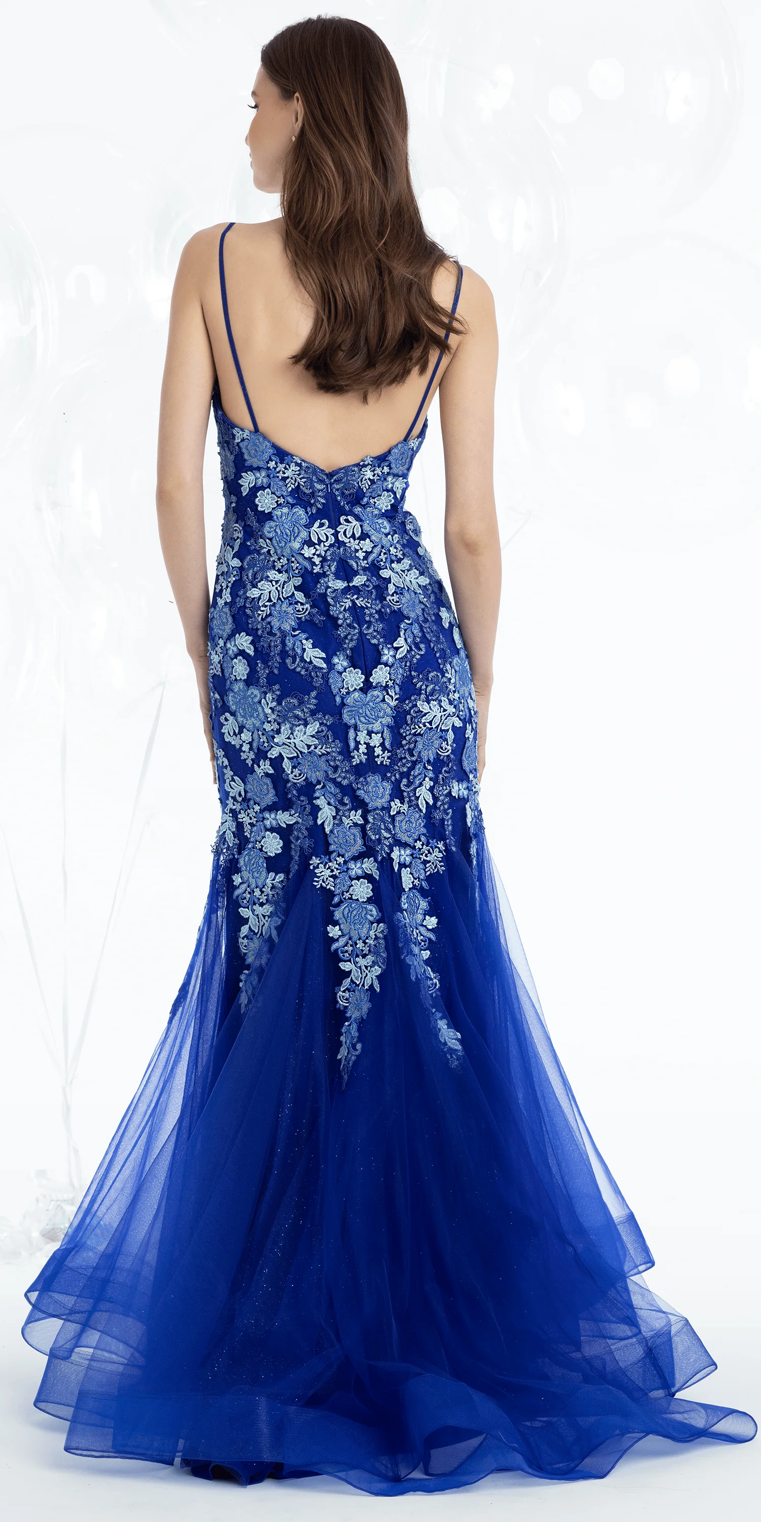 Floral Embroidered Sweetheart Mermaid Dress with Godets - Image 5