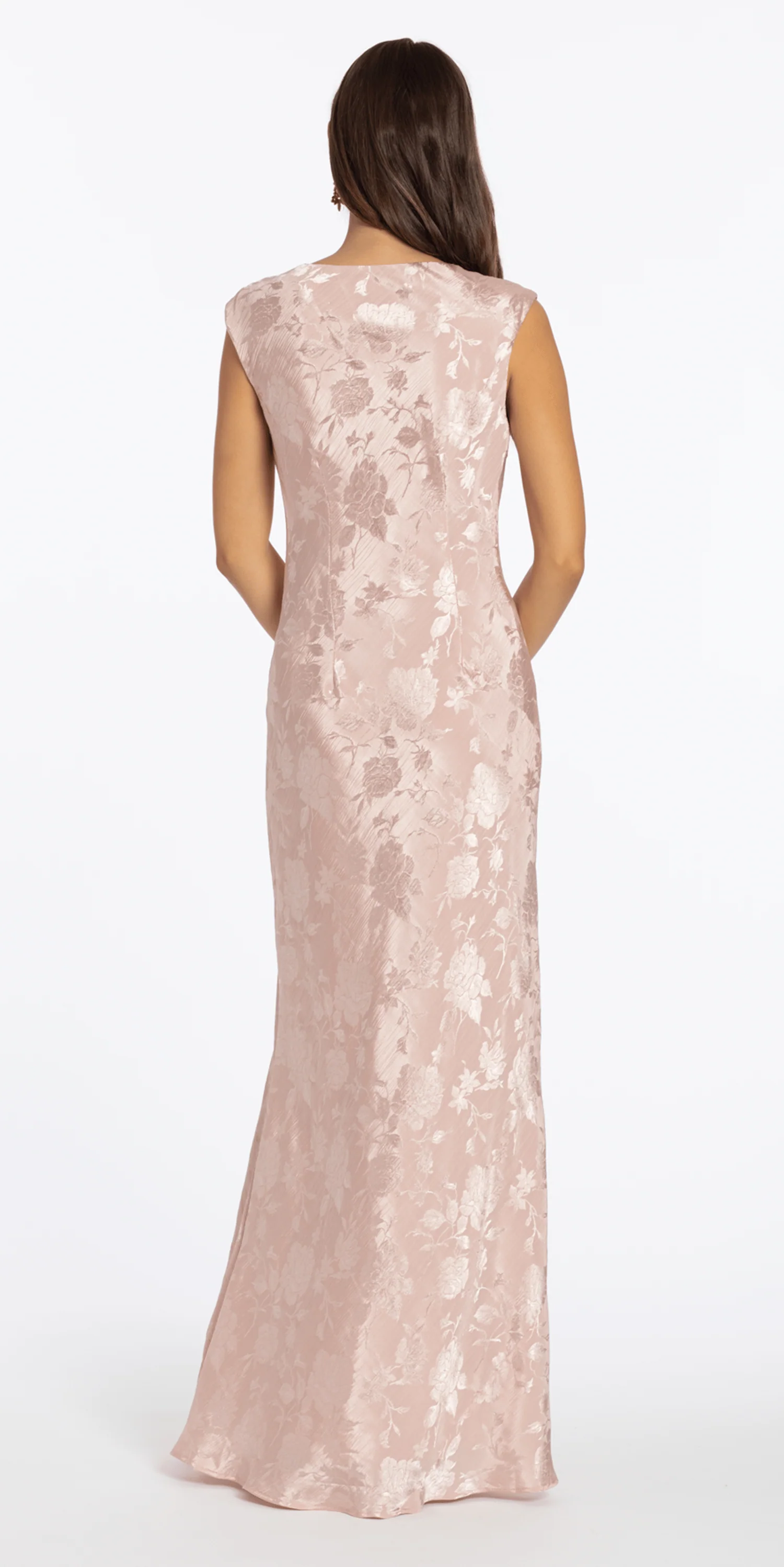 Floral Jacquard Cowl Neck Column Dress - Image 4