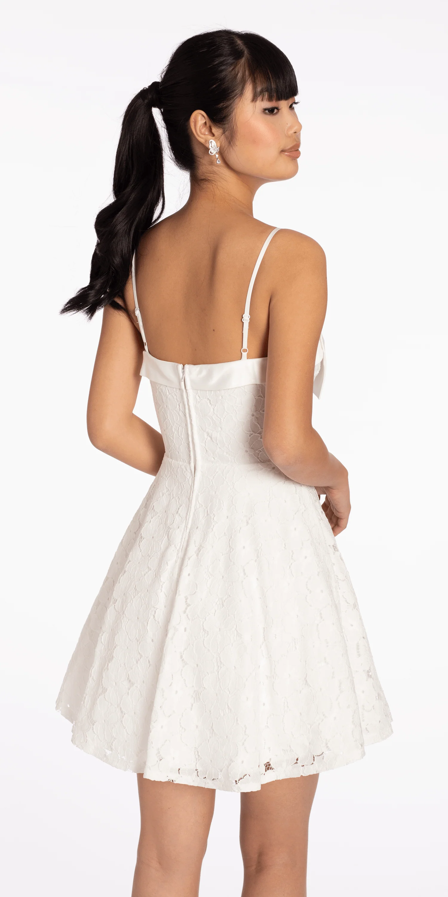 Floral Lace Fit and Flare Dress with Satin Bow - Image 4