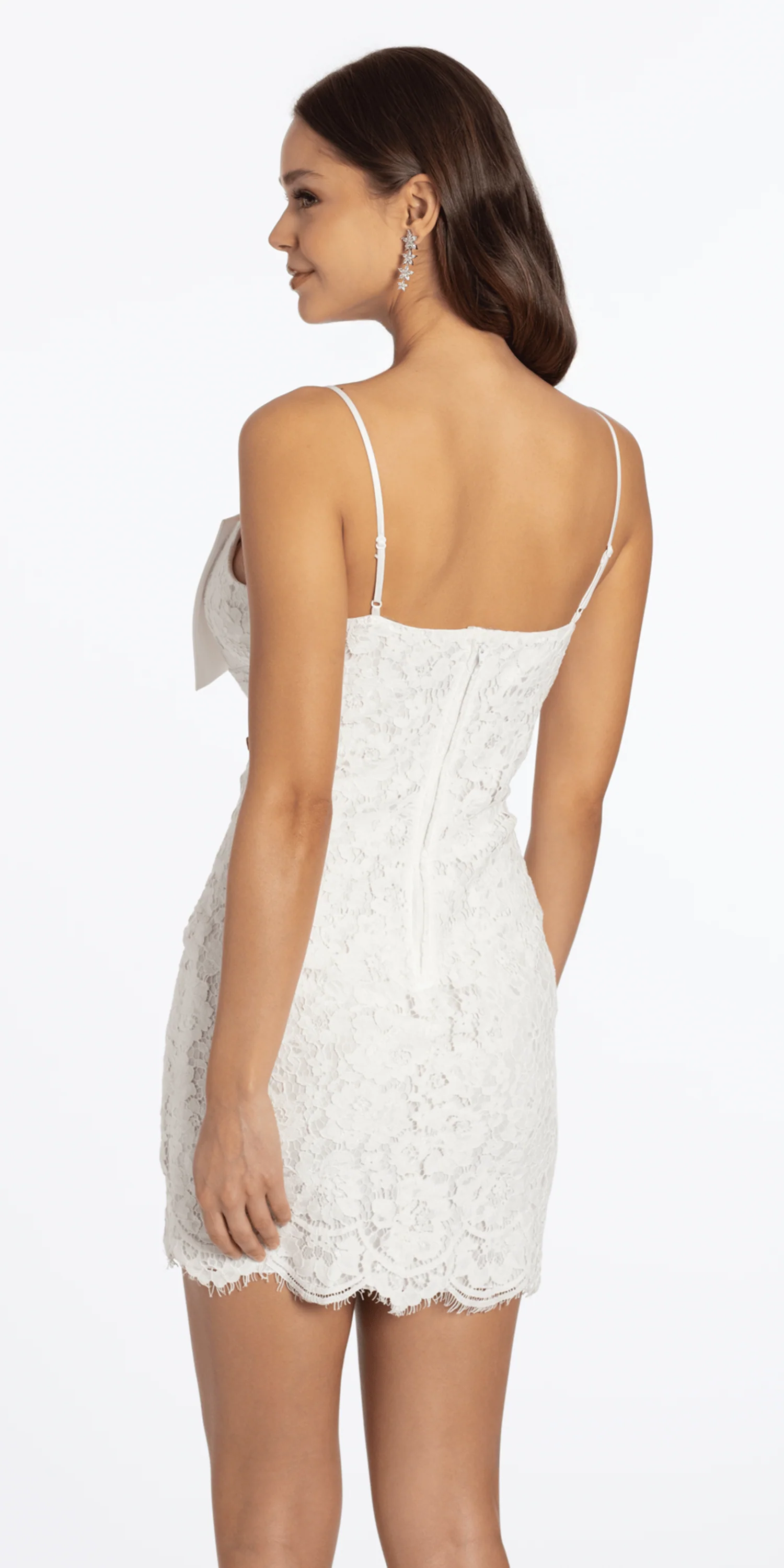 Floral Lace Bow Front Sheath Dress with Scalloped Hem - Image 5