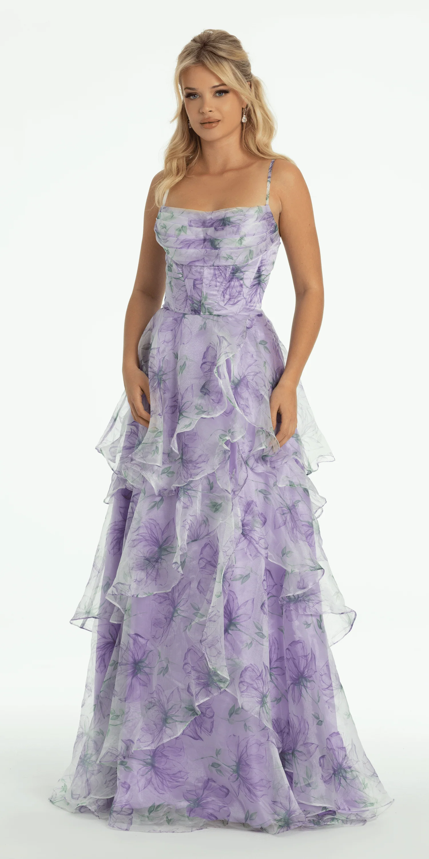 Floral Organza Tiered Corset Ballgown