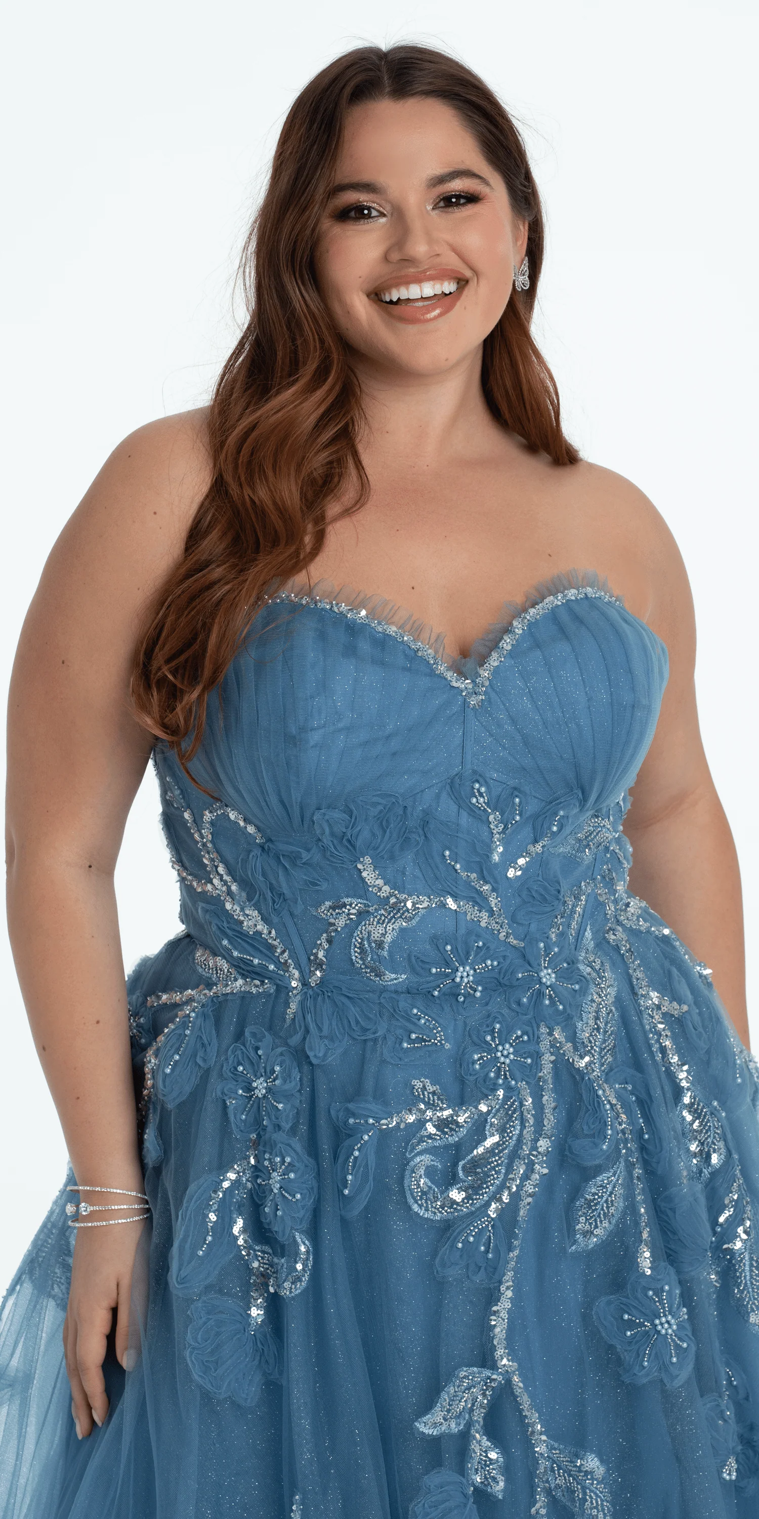 Glitter Tulle Embellished Sweetheart Ballgown - Image 3