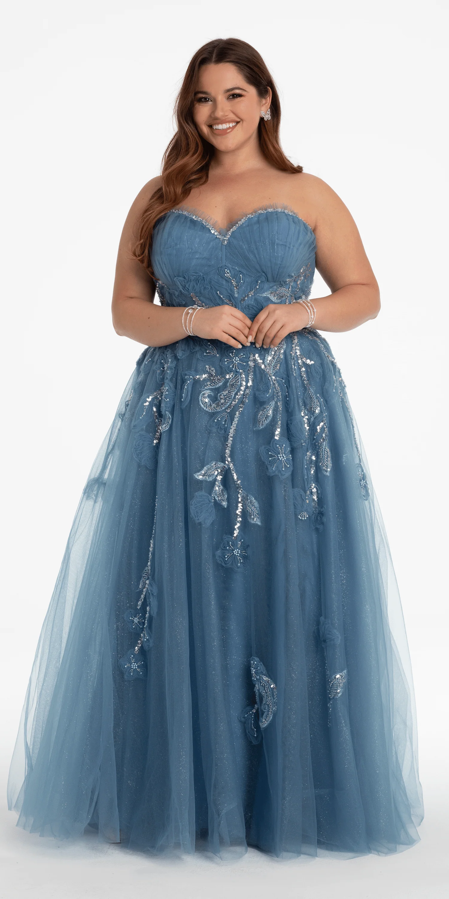 Glitter Tulle Embellished Sweetheart Ballgown - Image 4