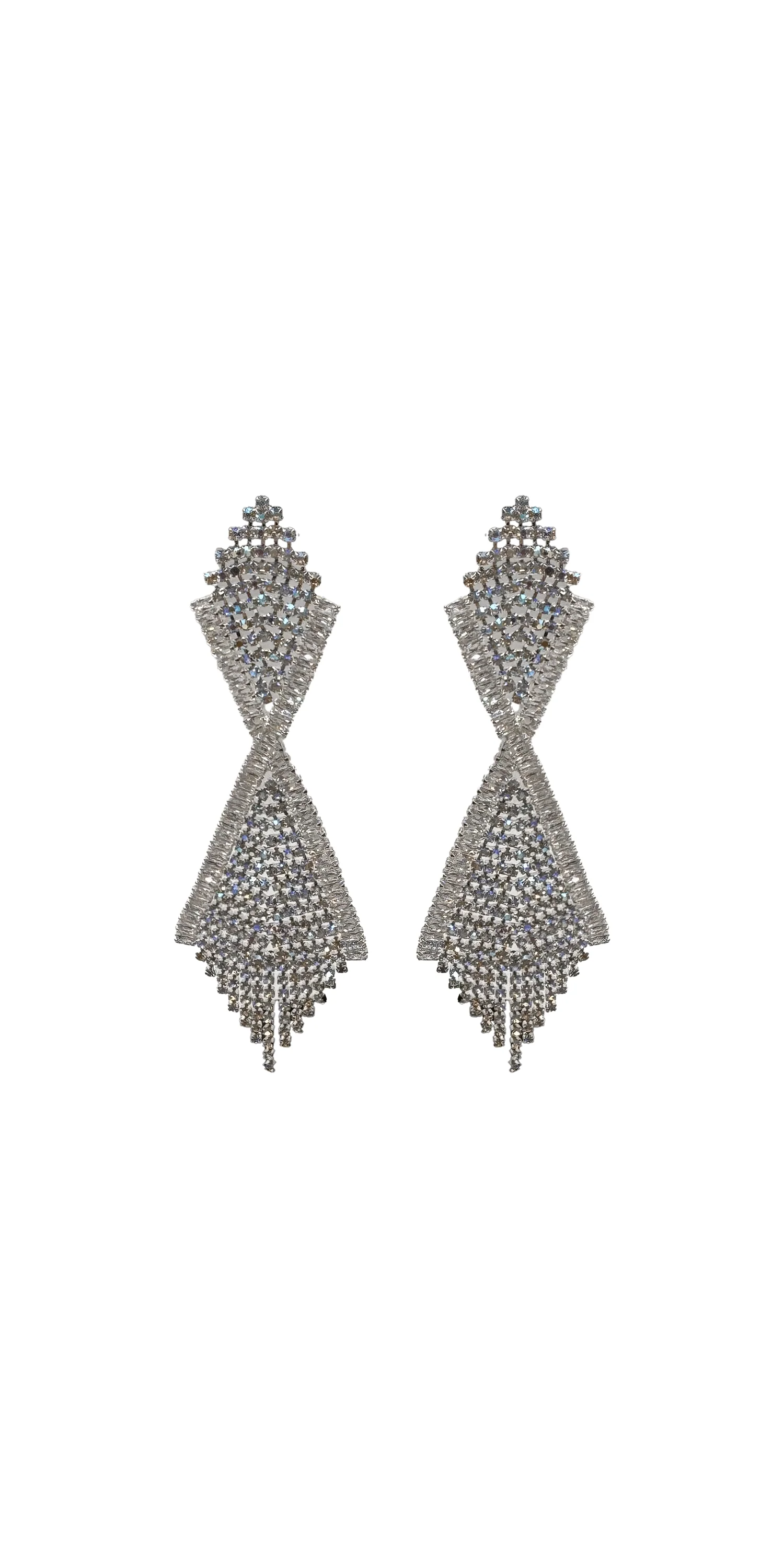 Iridescent Double Diamond Rhinestone Duster Earrings