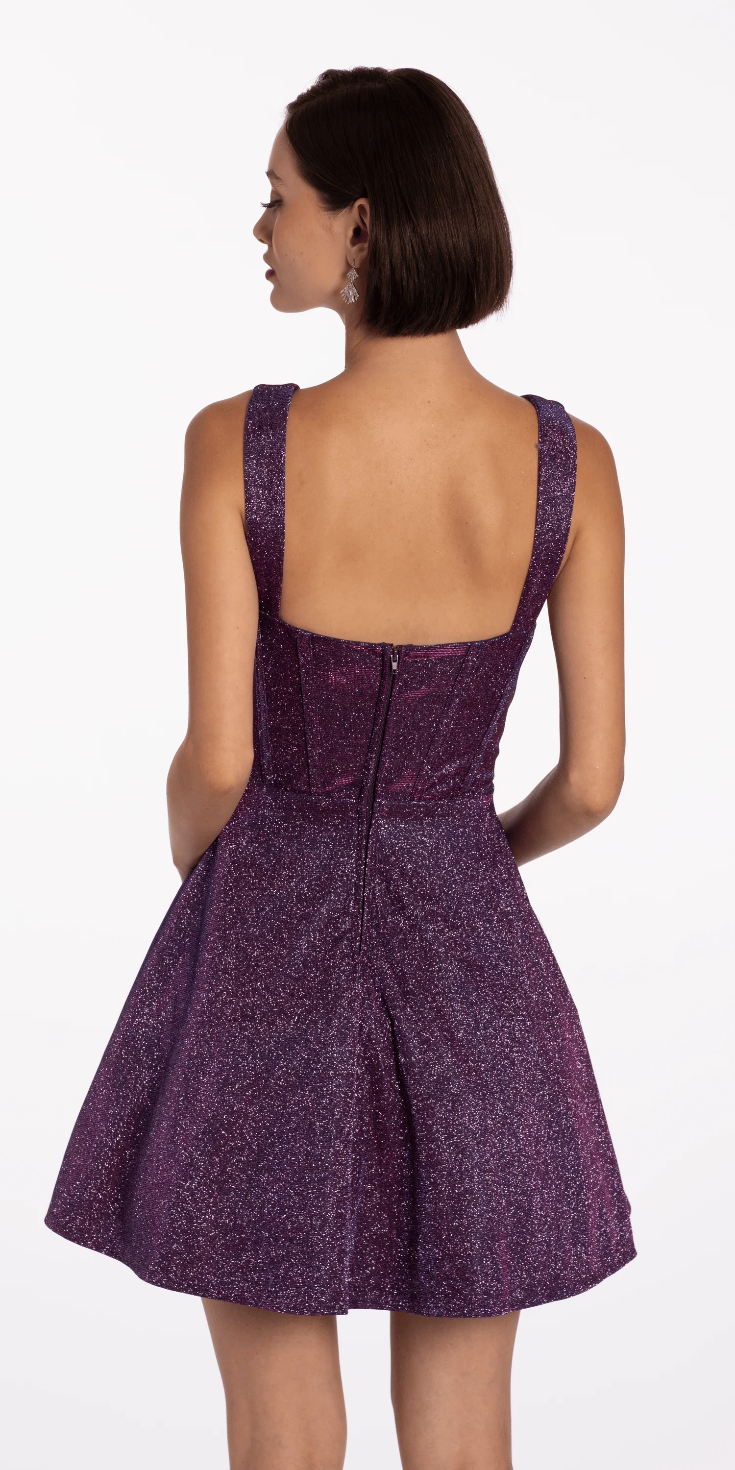 Iridescent Glitter Tank Corset Skater Dress with Pockets - Image 5