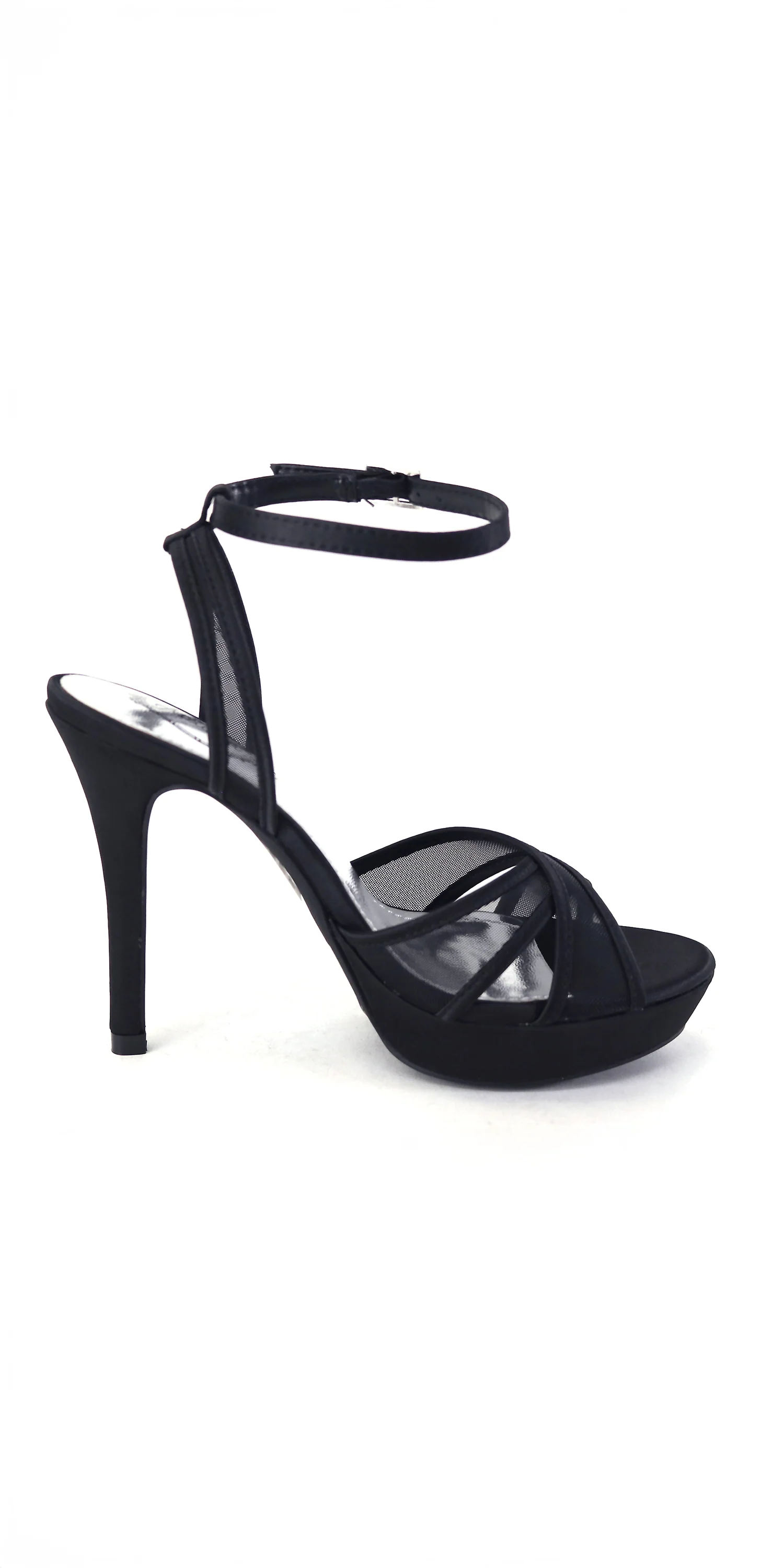 Mesh Satin Criss Cross Strap Platform Stiletto Sandal - Image 6