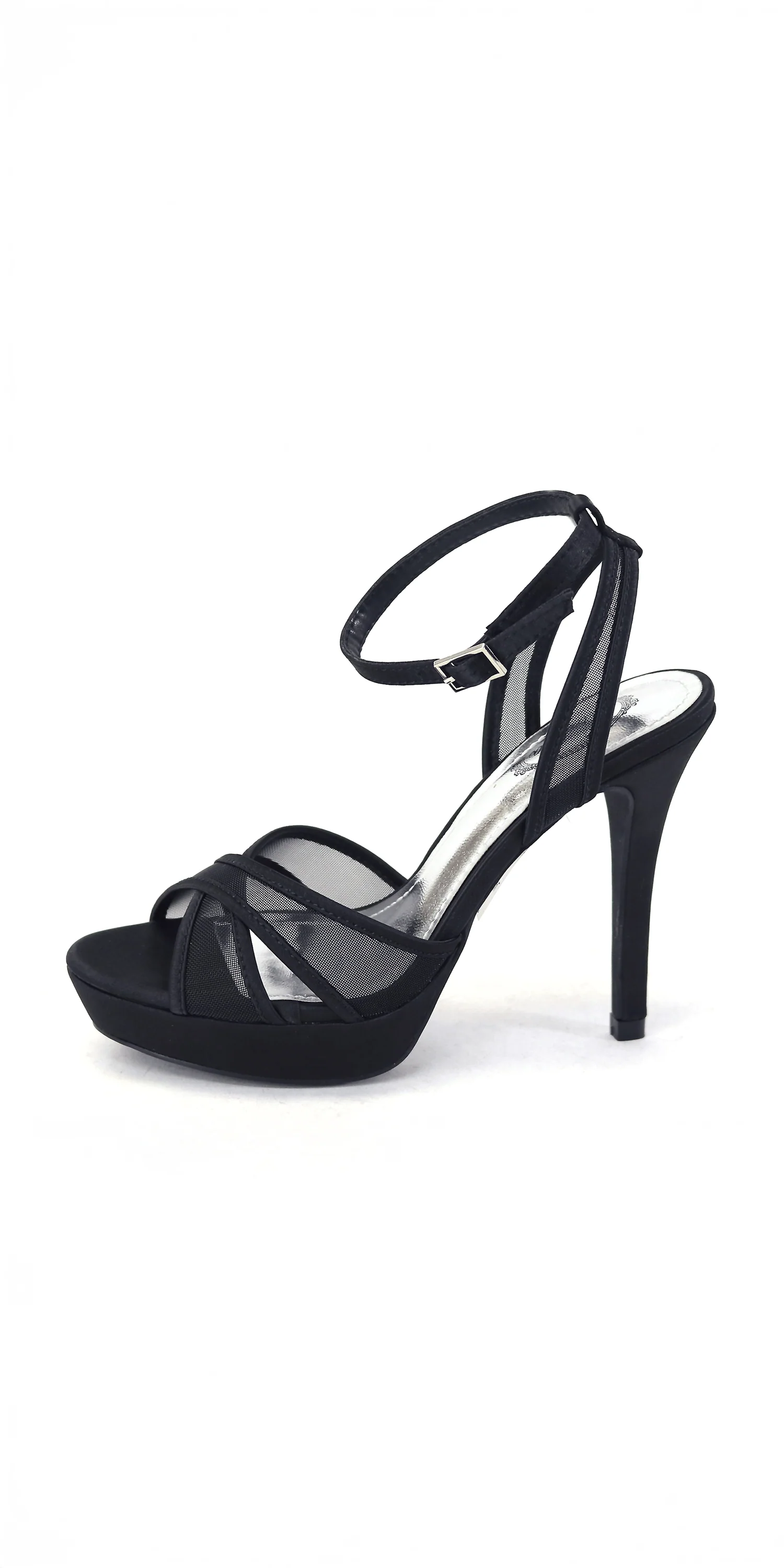 Mesh Satin Criss Cross Strap Platform Stiletto Sandal - Image 7