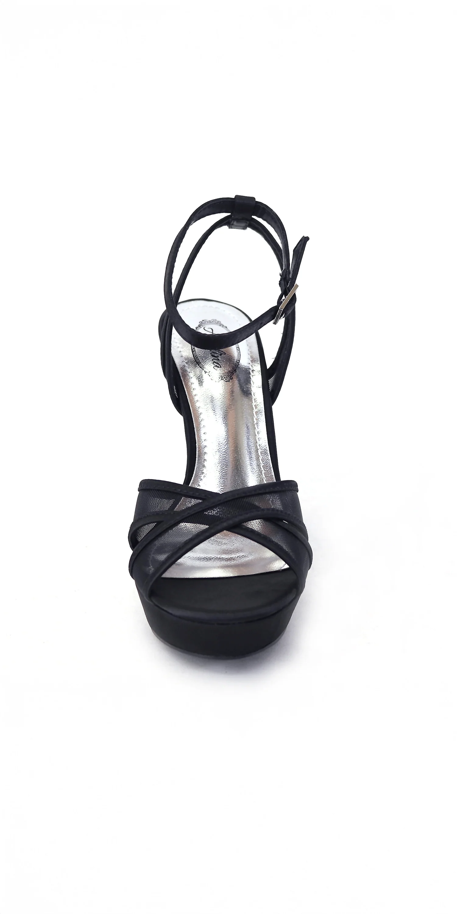Mesh Satin Criss Cross Strap Platform Stiletto Sandal - Image 8