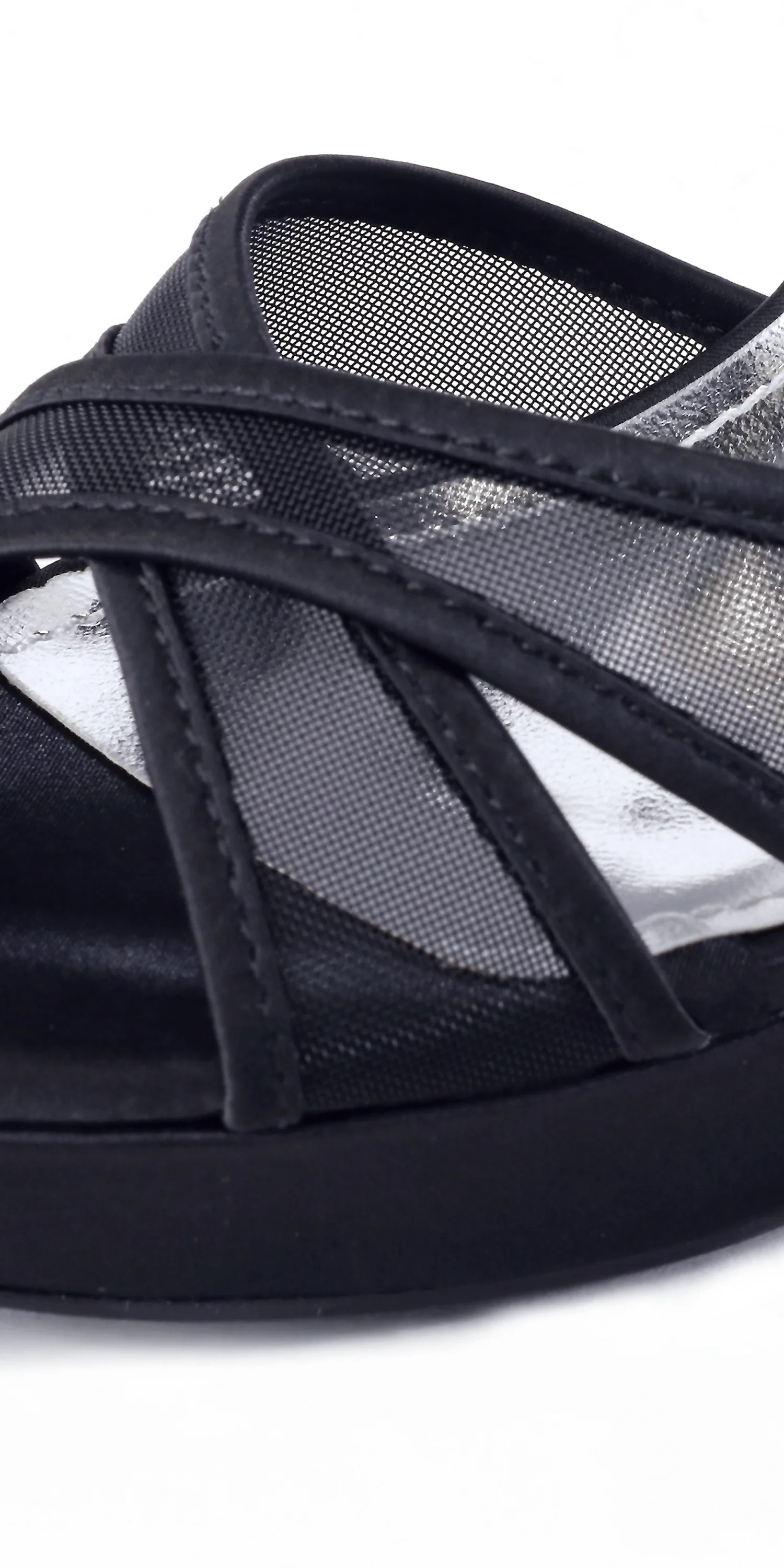Mesh Satin Criss Cross Strap Platform Stiletto Sandal - Image 9