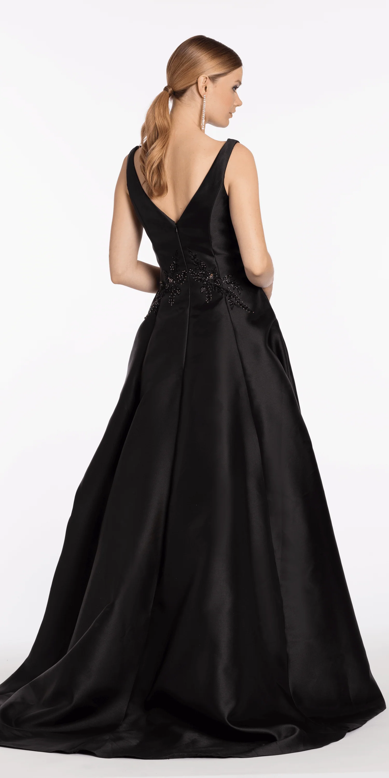 Mikado Embellished Bateau Neck A Line Dress with Pockets - Image 5