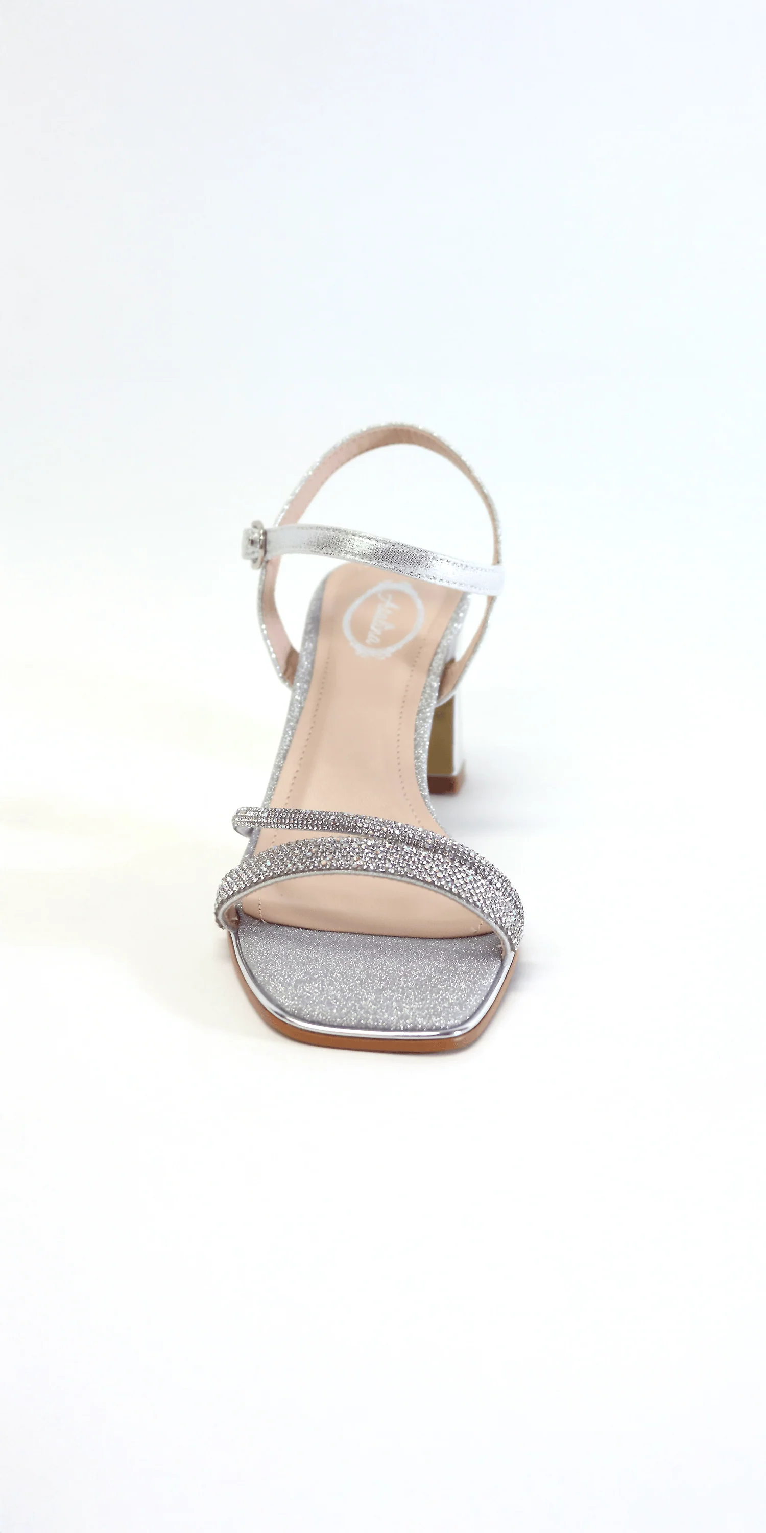 Mirror Heel Glitter Strappy Rhinestone Sandal - Image 5