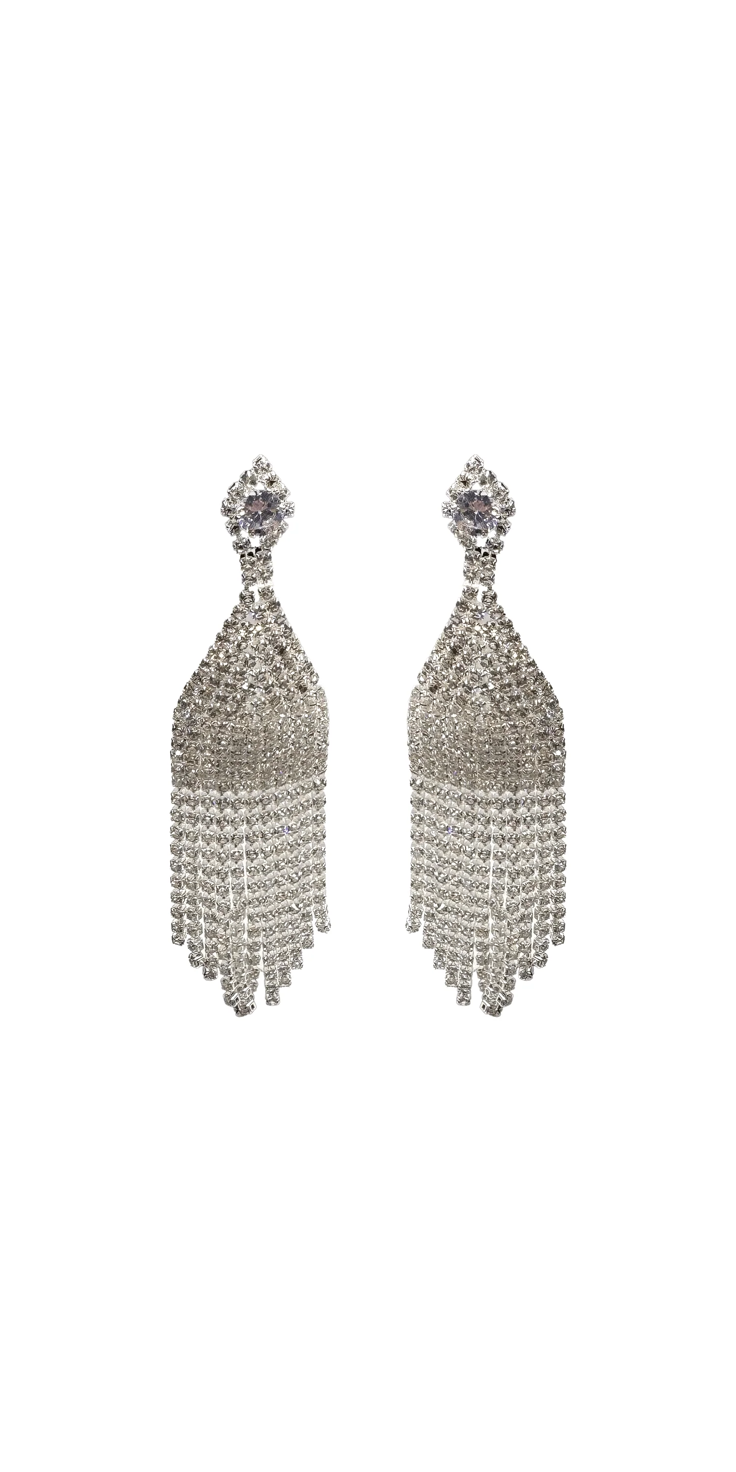 Multi Strand Rhinestone Dome Earrings