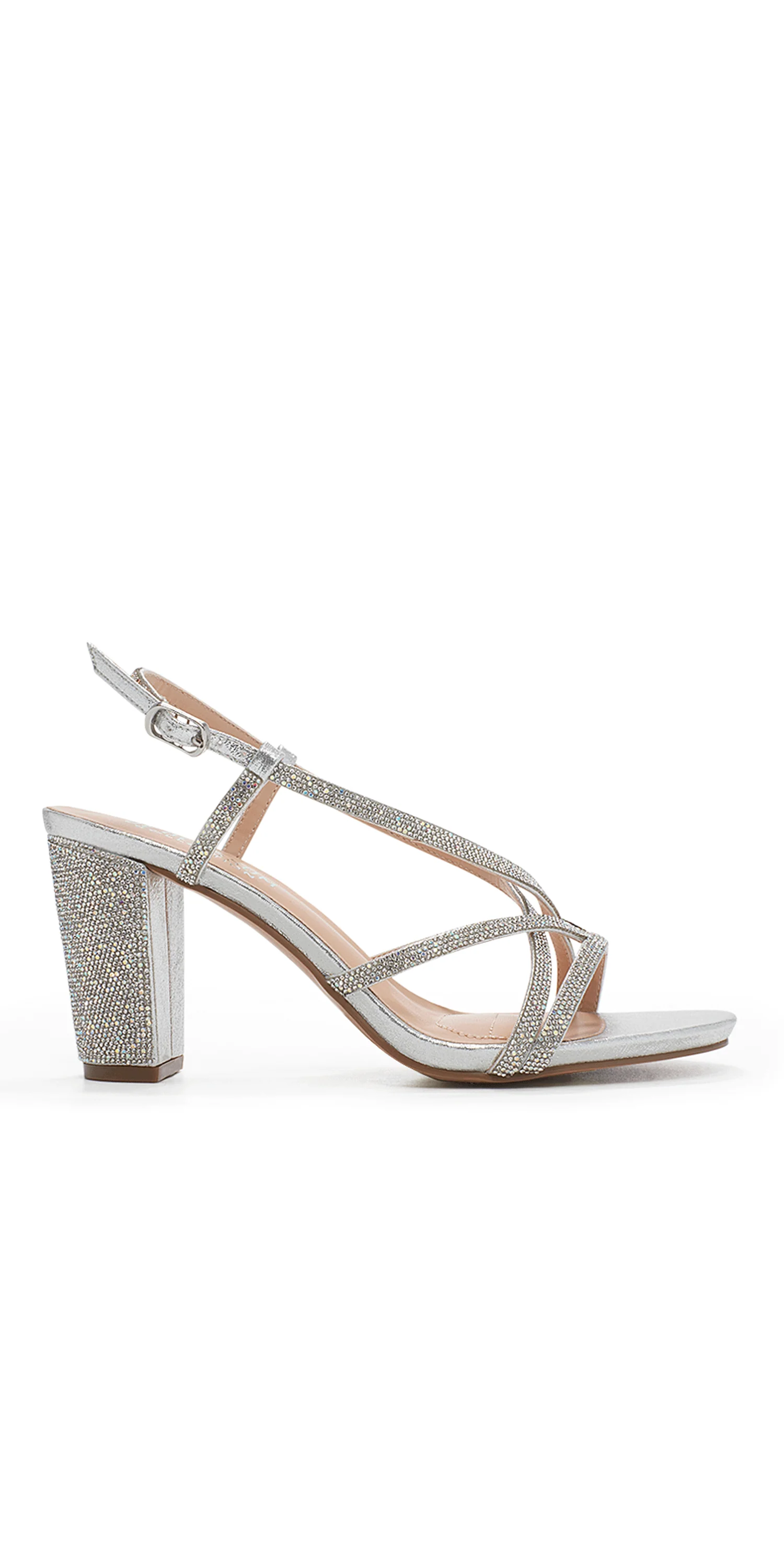 Nicky 10 Mid Heel Rhinestone Block Heel Sandal - Image 4