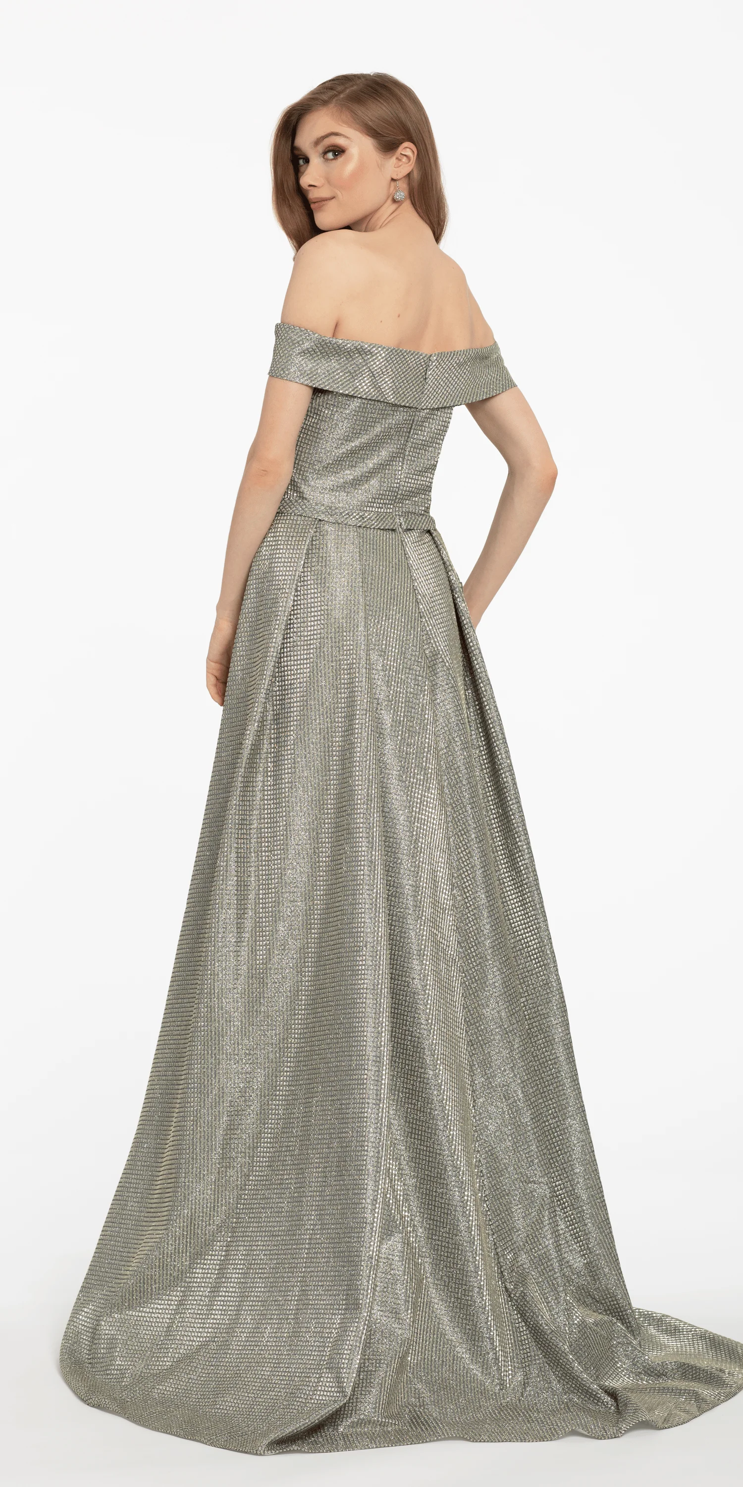 Off the Shoulder Metallic Shimmer Dress - Image 4