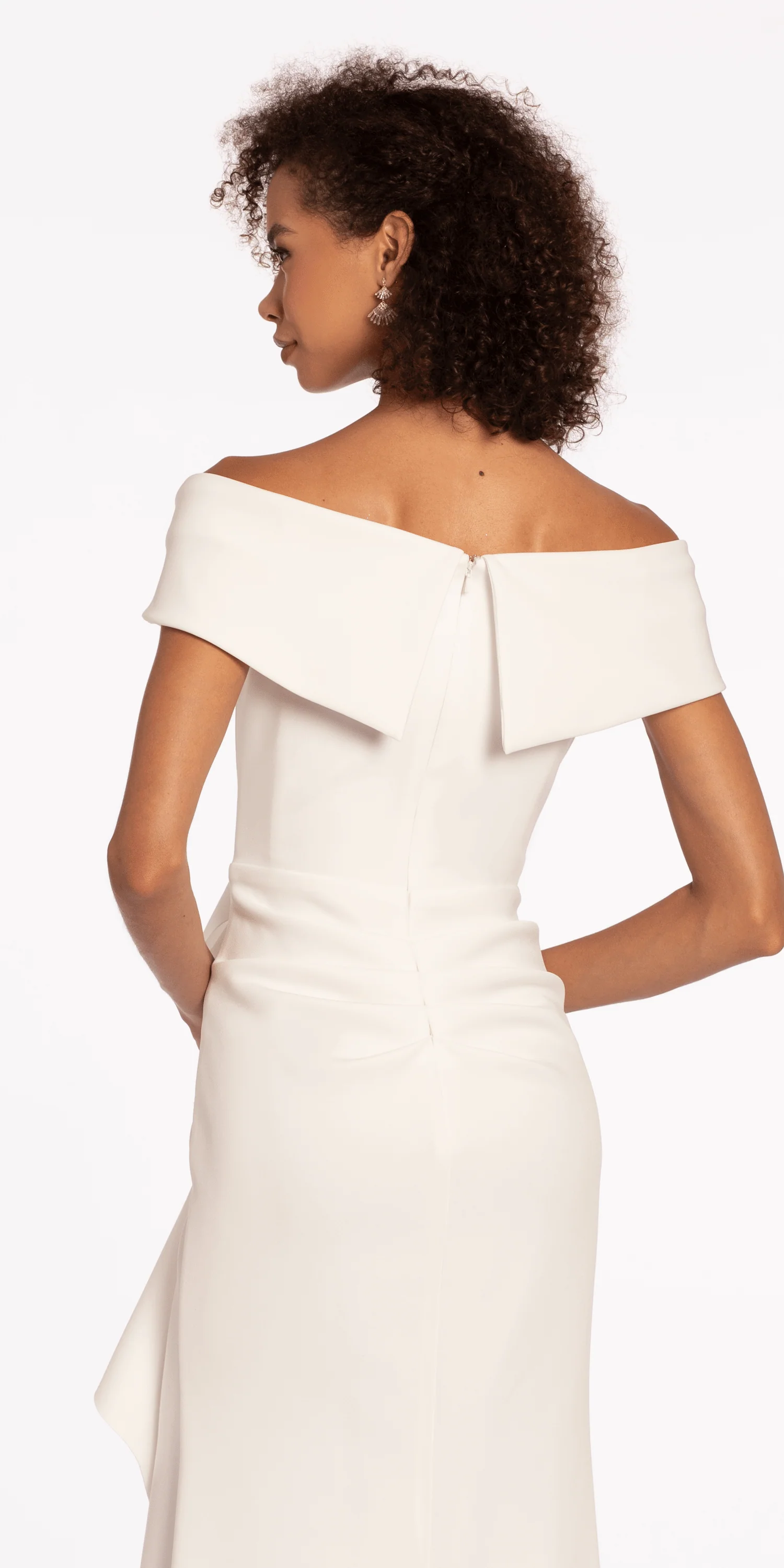 Off the Shoulder Scuba Dress with Side Ruffle - Image 13