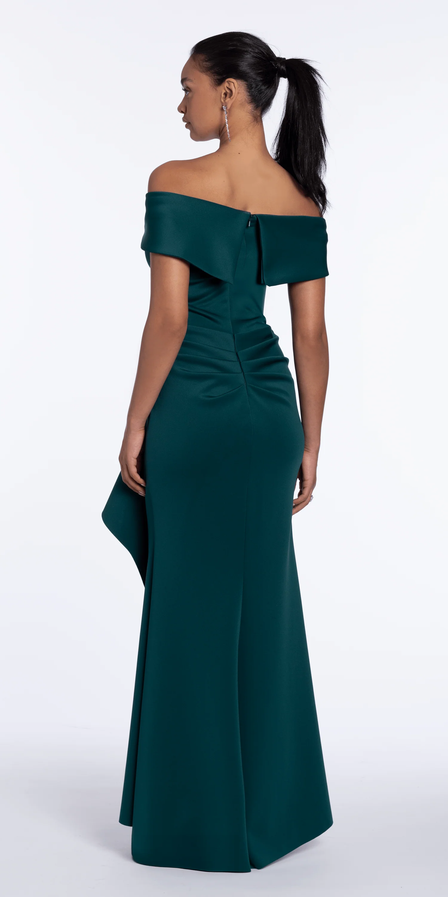 Off the Shoulder Scuba Dress with Side Ruffle - Image 5