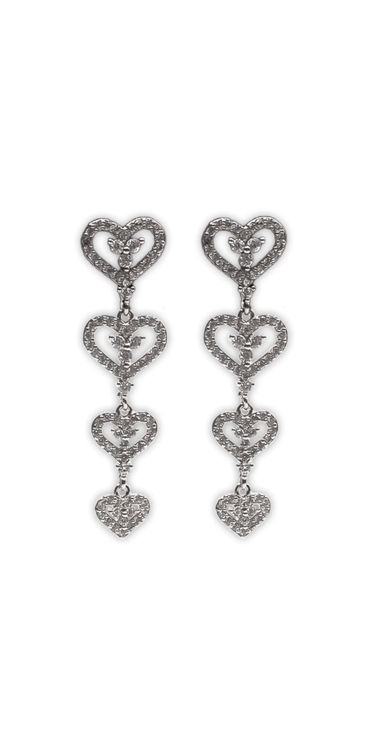 Open Heart Drop Cubic Zirconia Earrings - Image 2