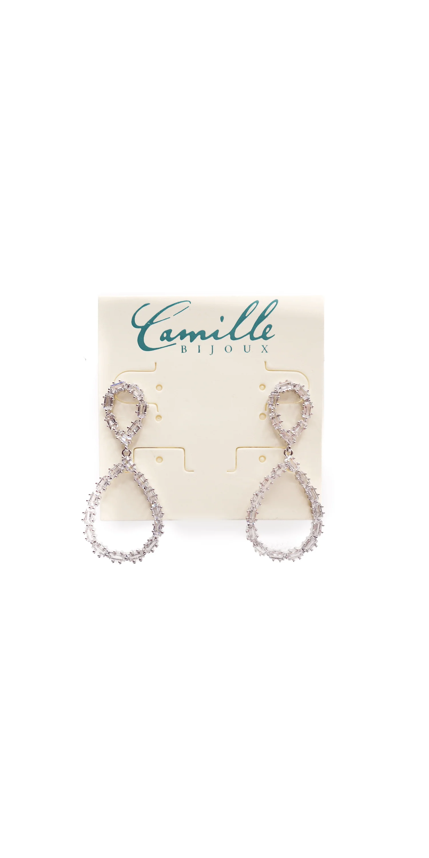 Open Teardrop Cubic Zirconia Earrings - Image 3