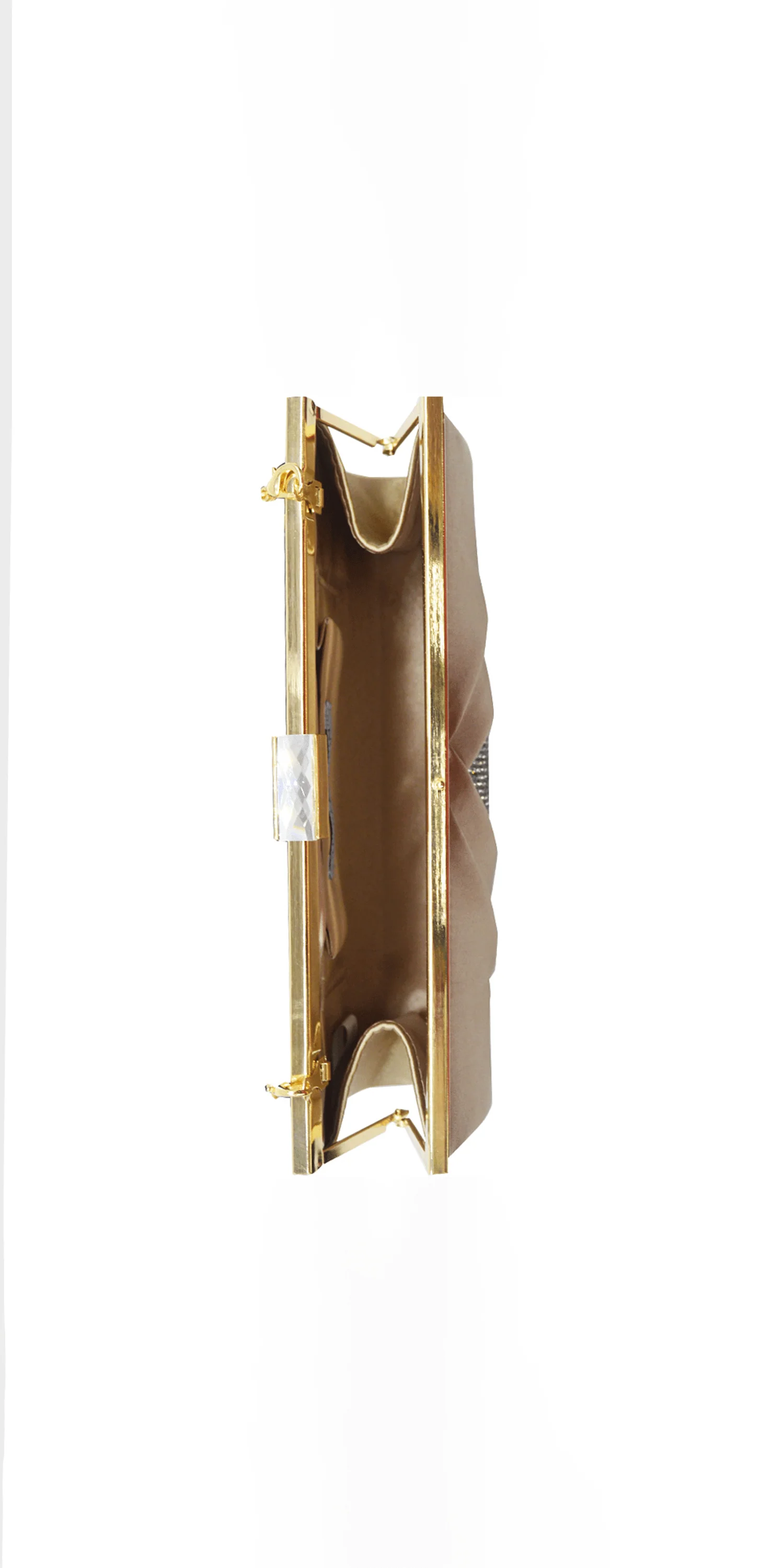 Pleated Satin Handbag with Rhinestone Detail - Image 6