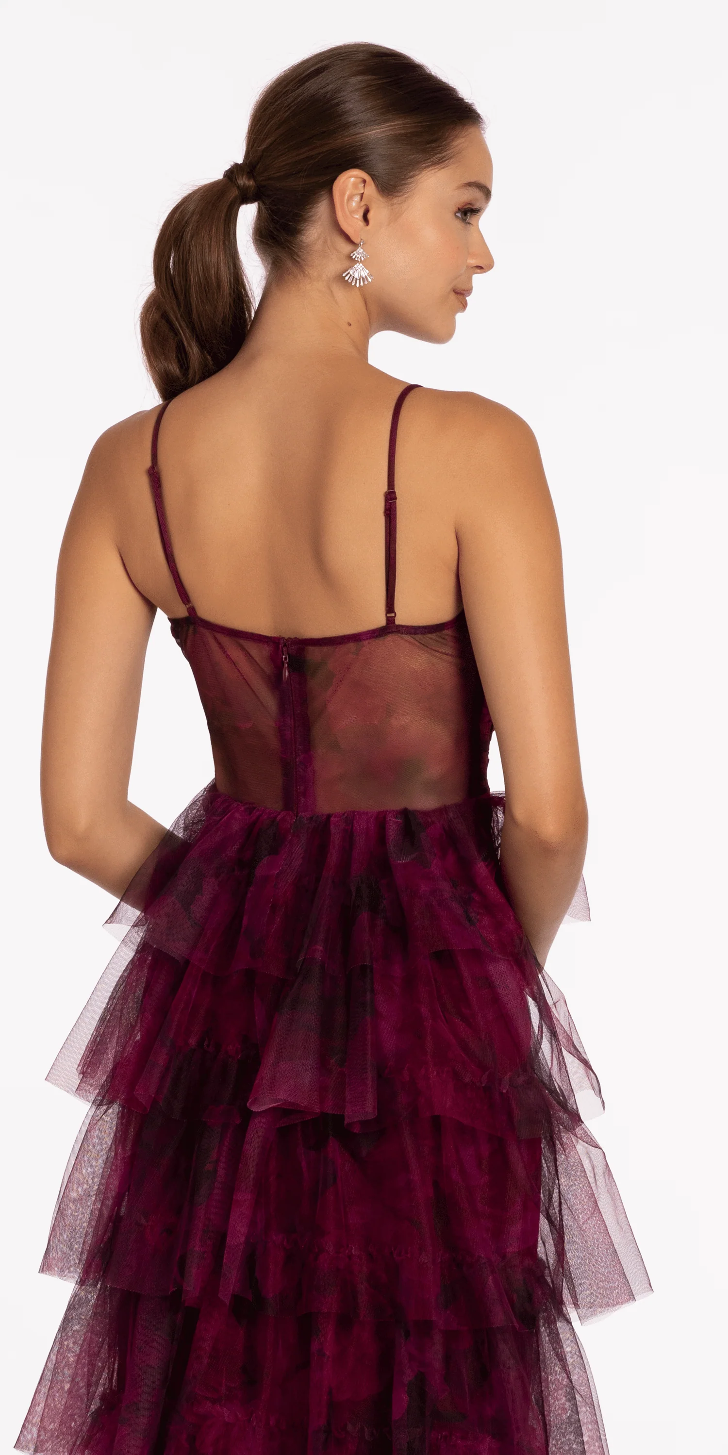 Print Mesh Sweetheart Corset Tiered Dress - Image 4