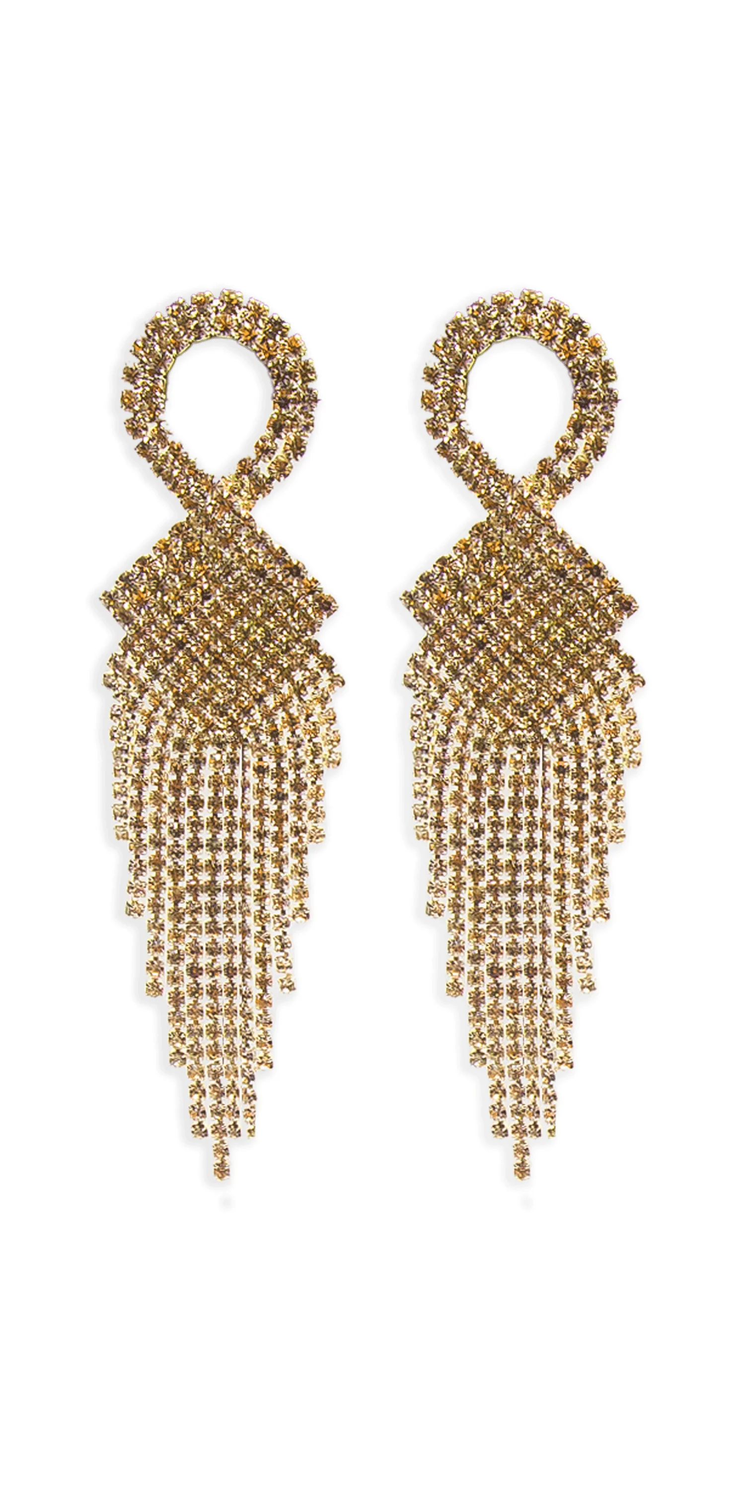 Rhinestone Basketweave Ribbon Drop Earrings