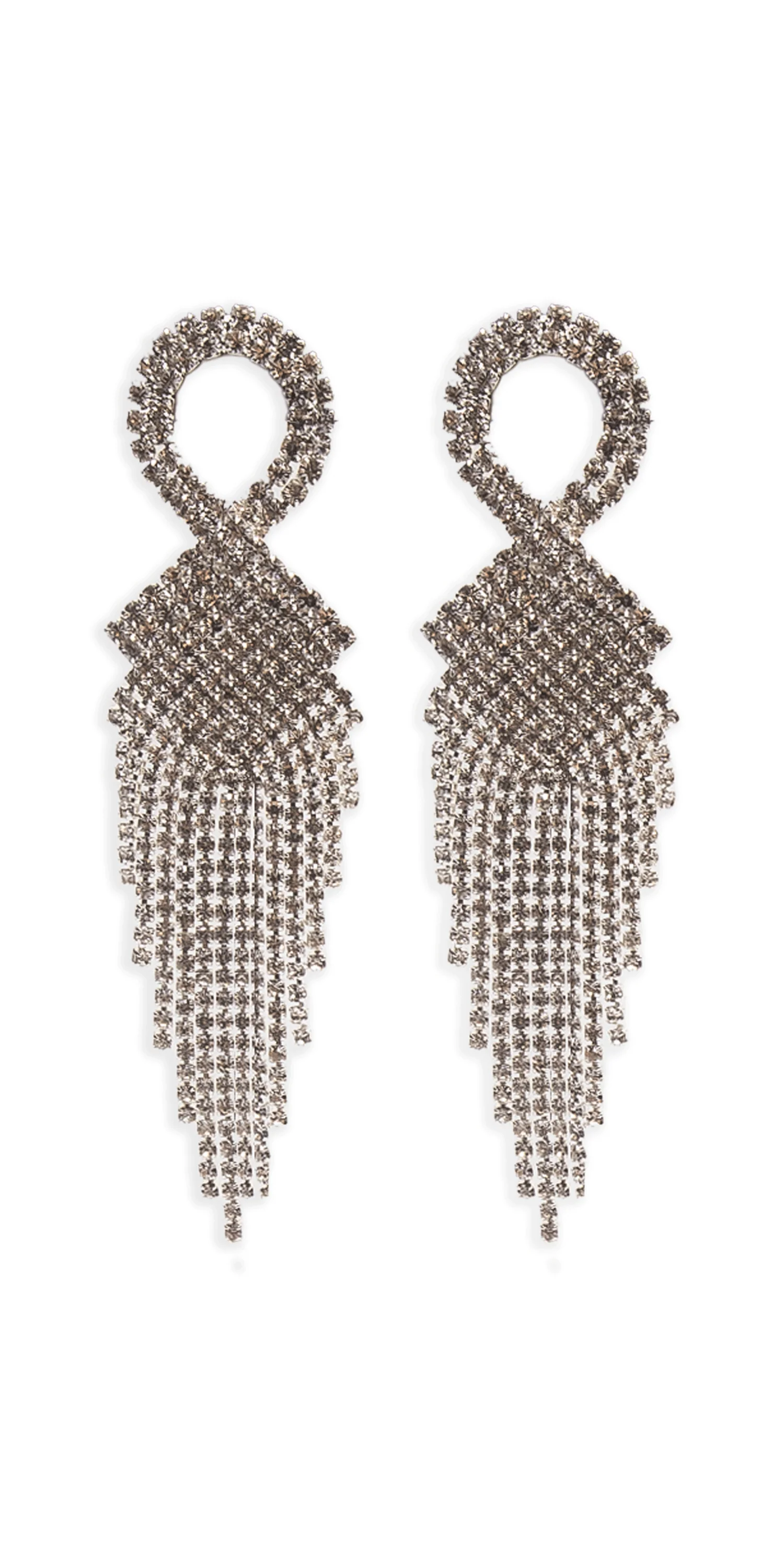 Rhinestone Basketweave Ribbon Drop Earrings - Image 2