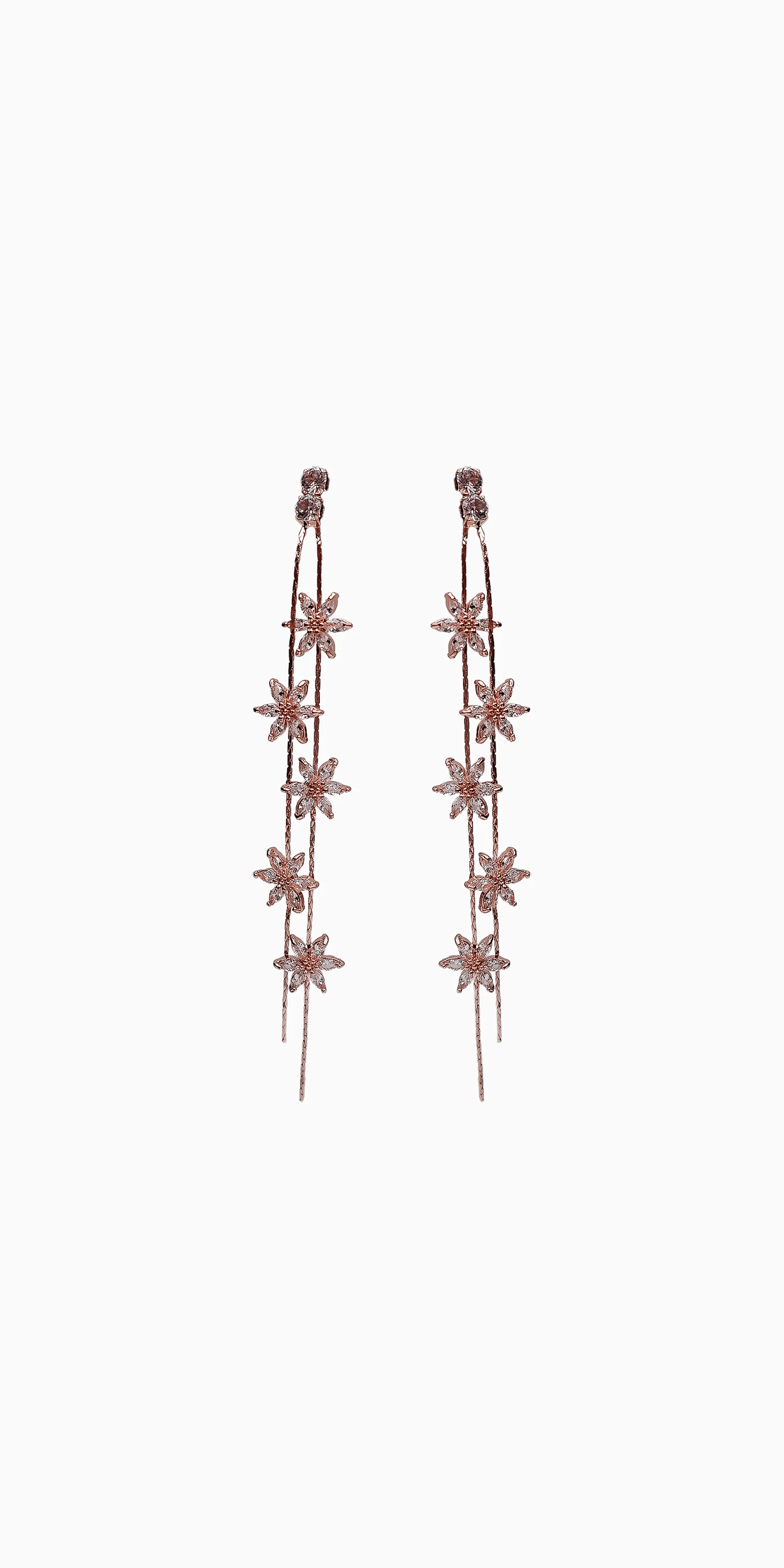 Rhinestone Daisy Double Stand Earrings