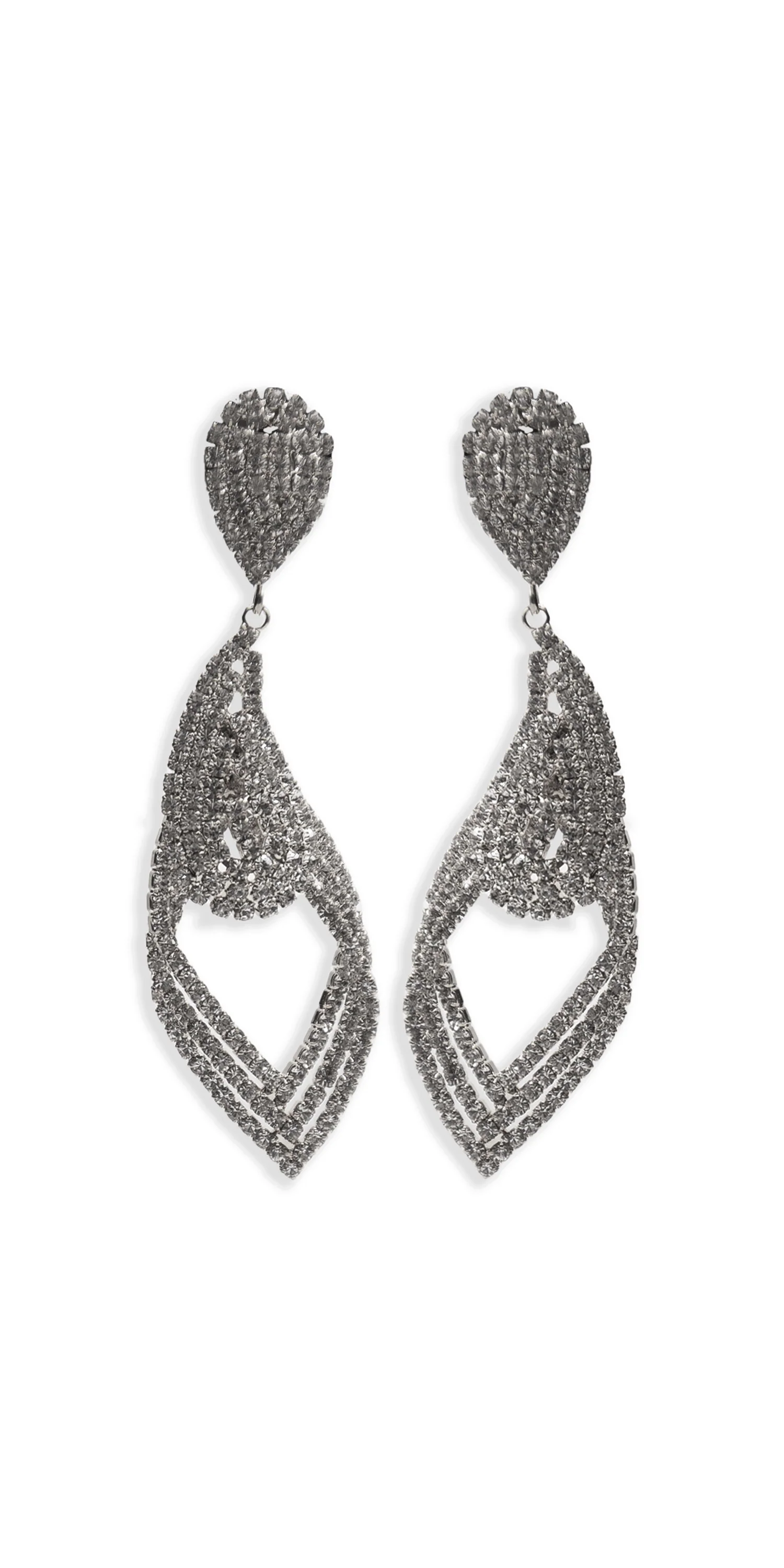 Rhinestone Filigree Teardrop Earrings - Image 2