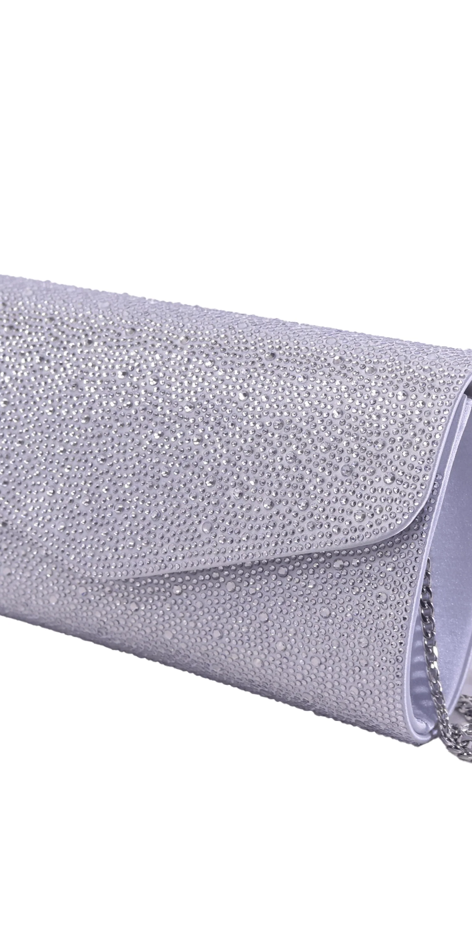 Rhinestone Satin 1/2 Flap Handbag - Image 2