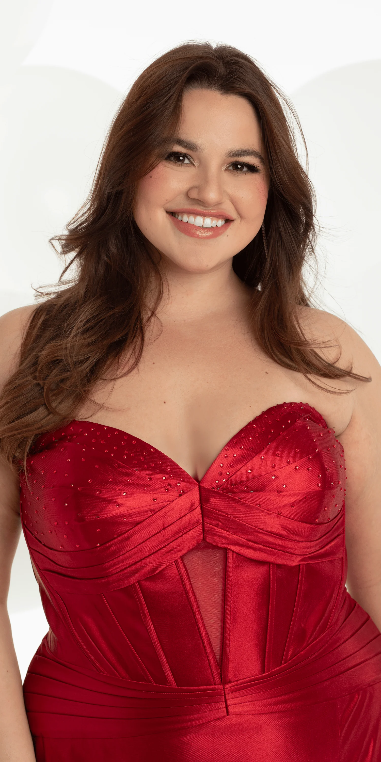 Sateen Pleated Strapless Trumpet Dress with Heat Stones - Image 5