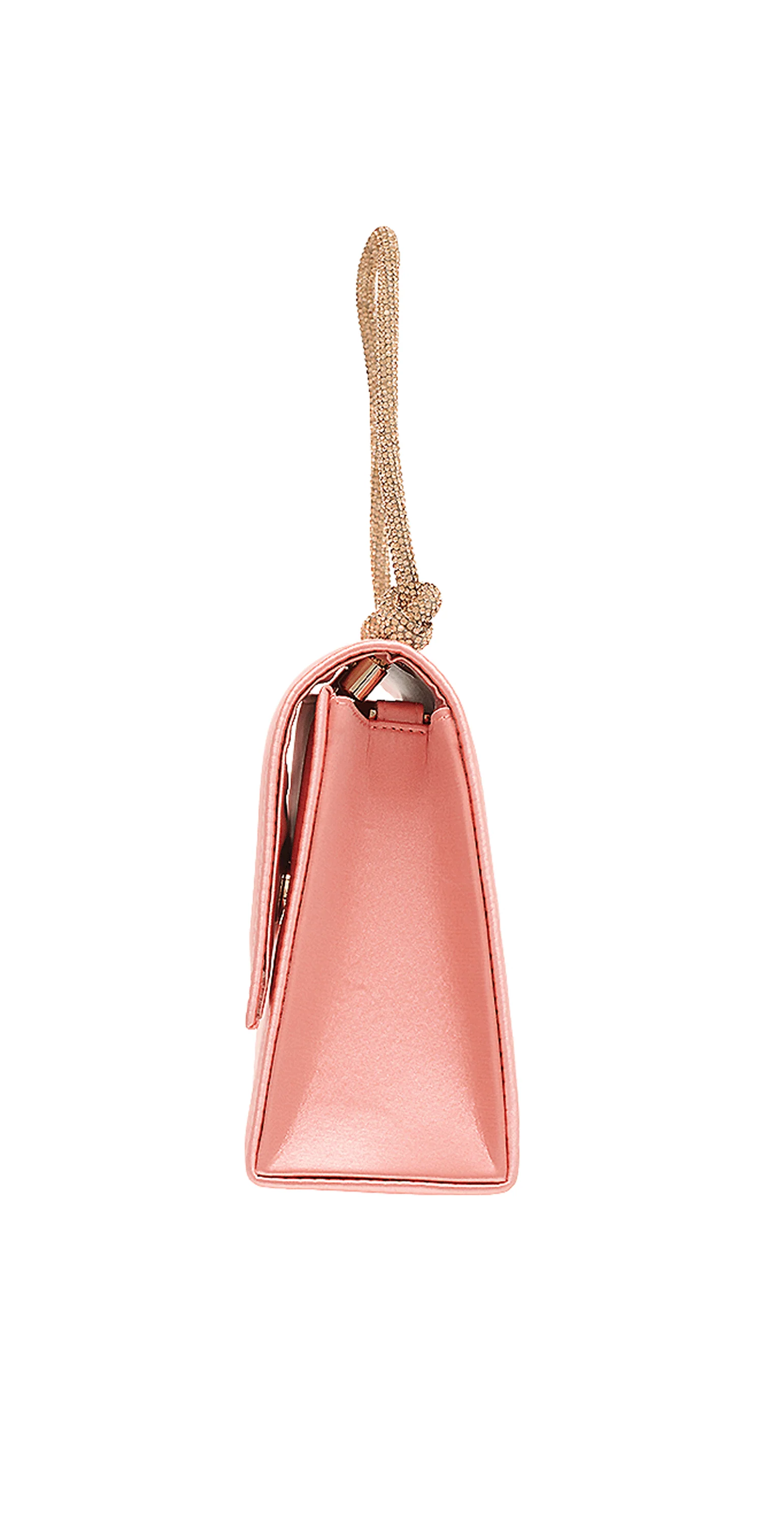 Satin 1/2 Flap Kelly Handbag with Rhinestone Handle - Image 3
