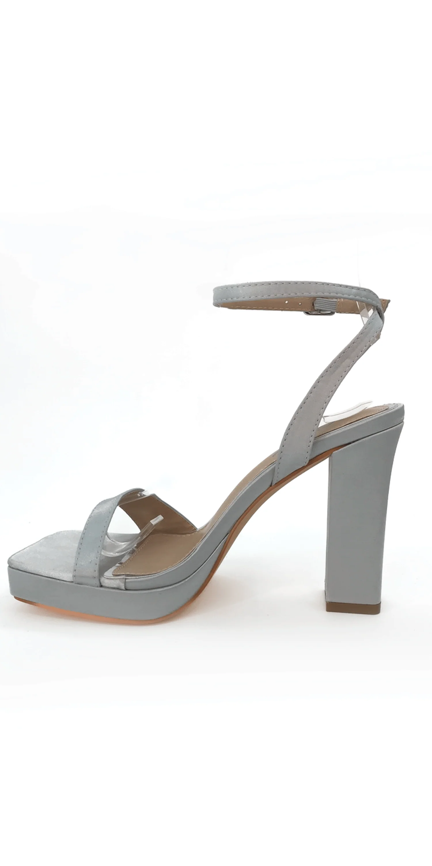 Satin Block Heel Platform Ankle Strap Sandal - Image 2