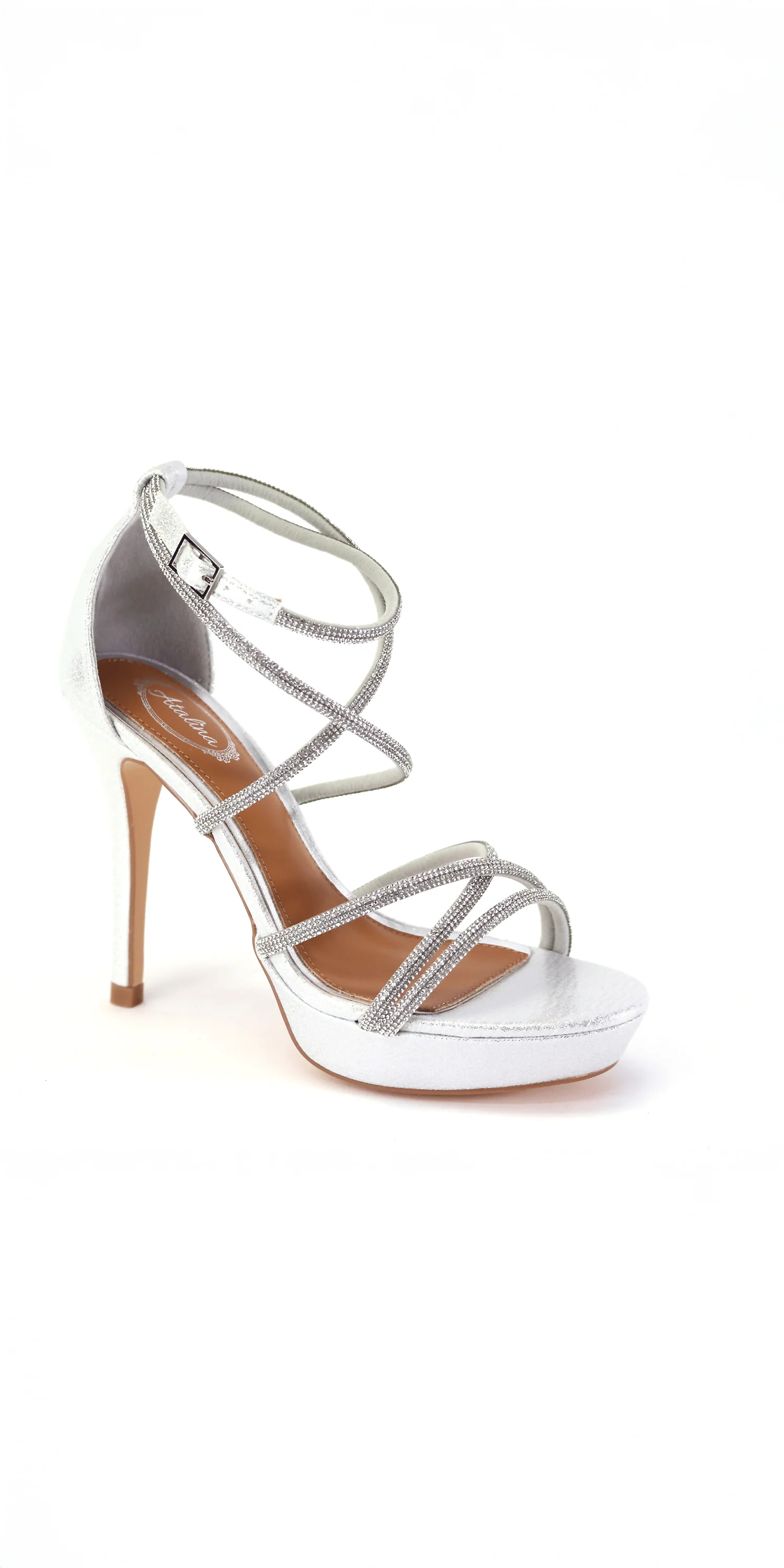Satin Crossover Rhinestone Strap Platform Sandal - Image 2