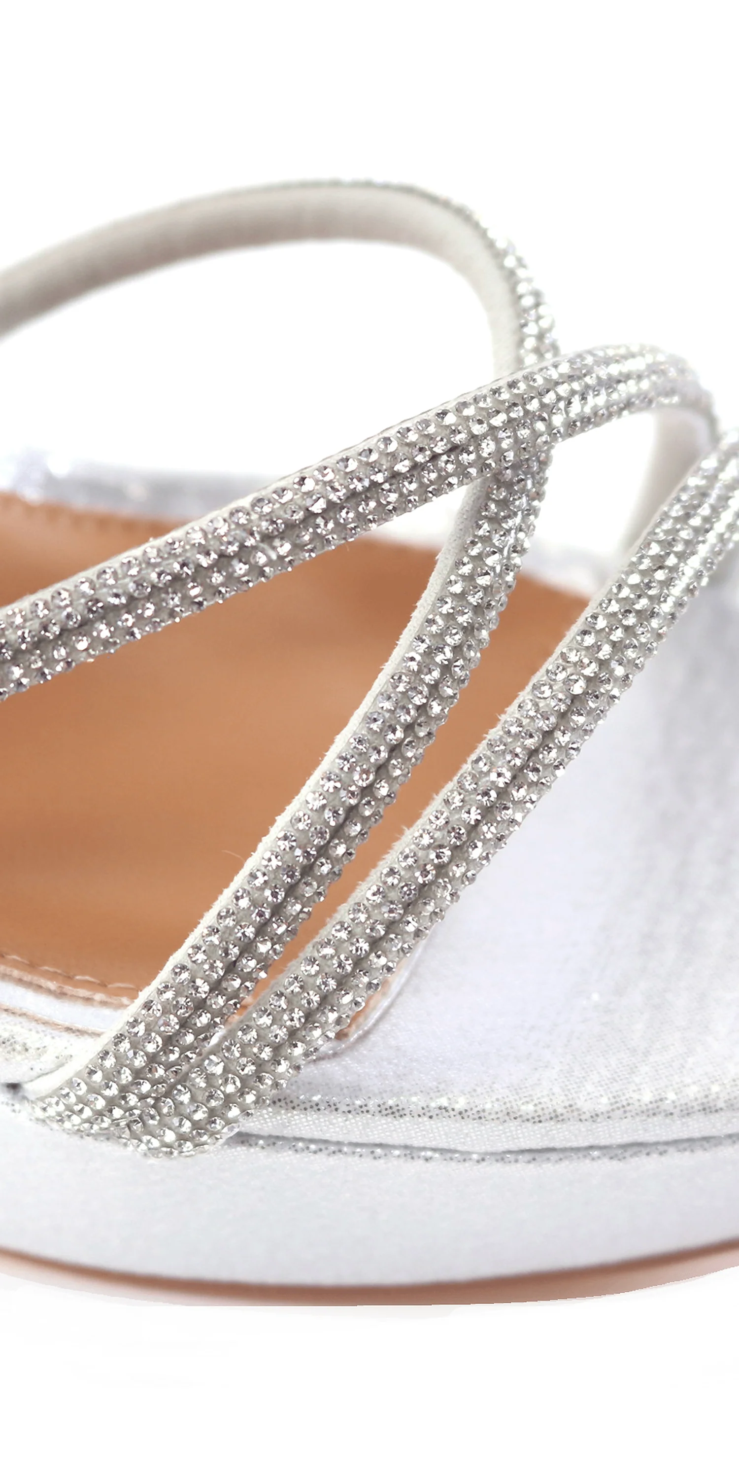Satin Crossover Rhinestone Strap Platform Sandal - Image 3