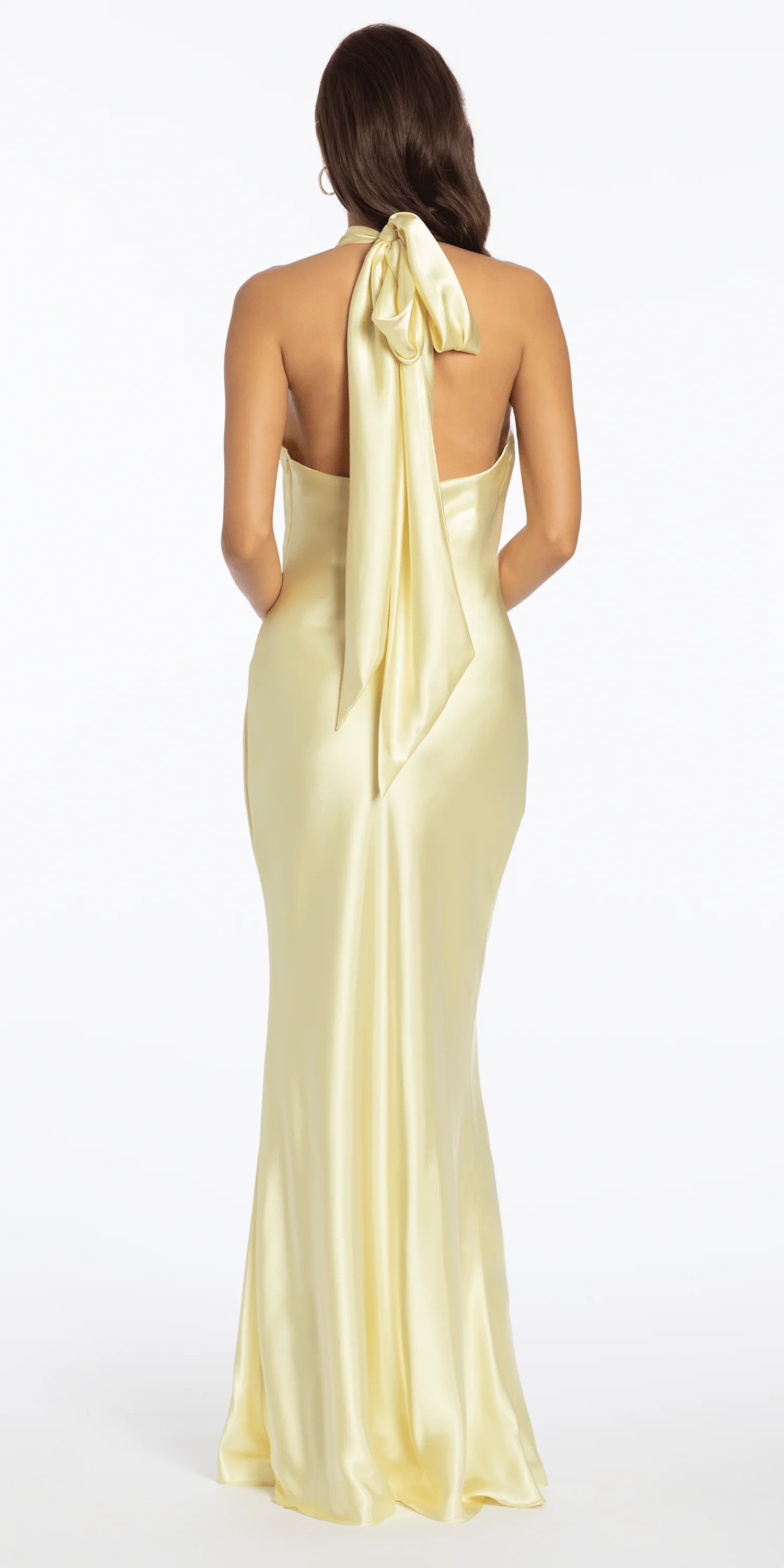 Satin Tie Back Halter Column Dress - Image 3